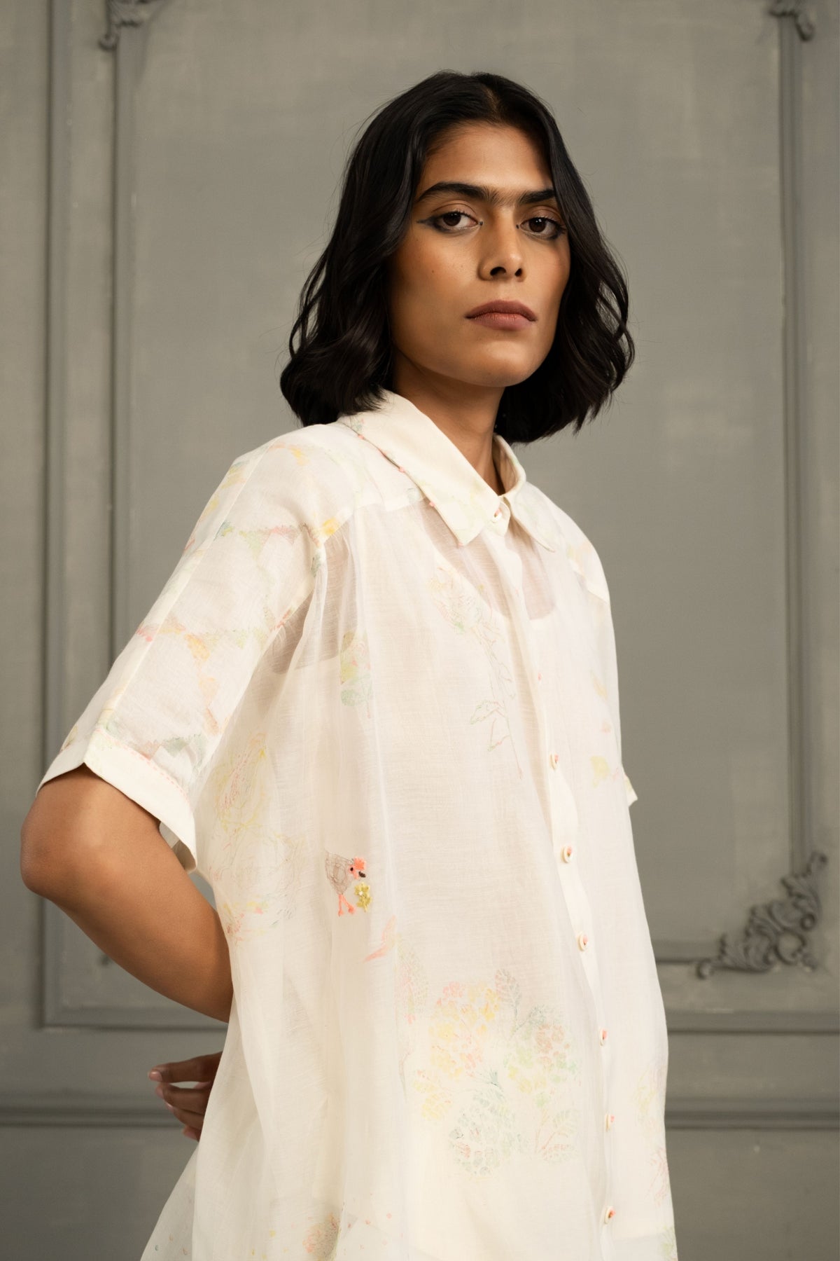 Ivory Chanderi Shirt Set