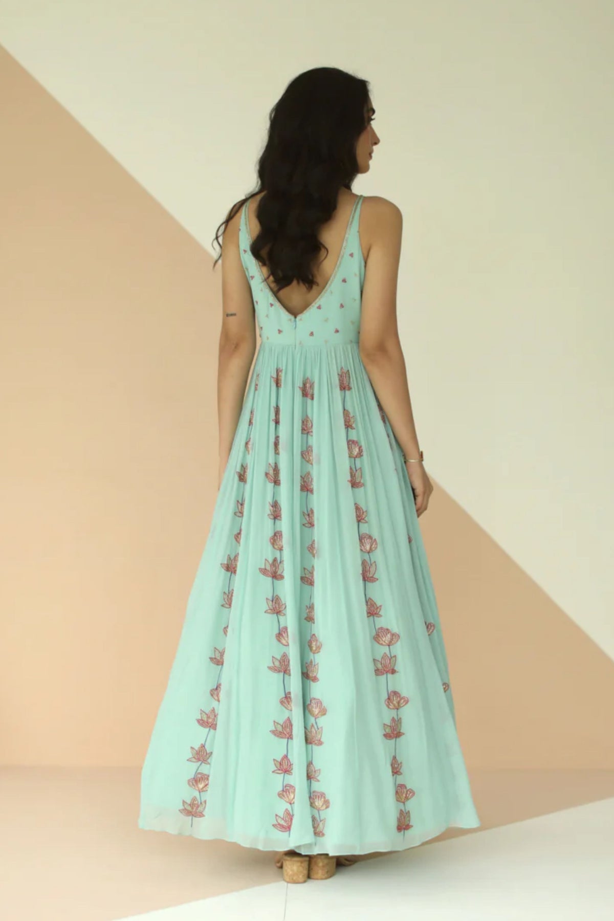 Mint blue full kali  anarkali