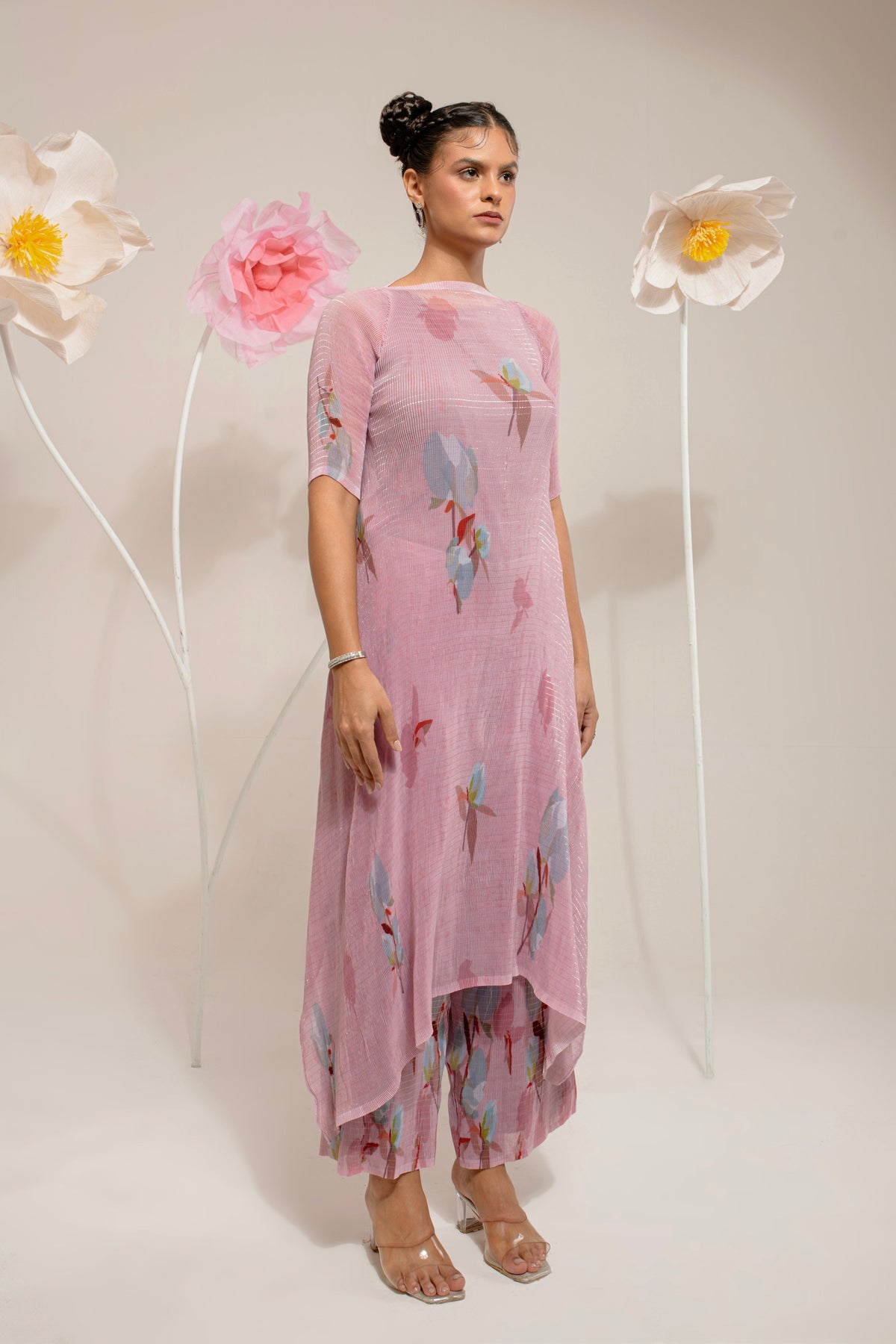 Onion Pink Lotus Tunic Set