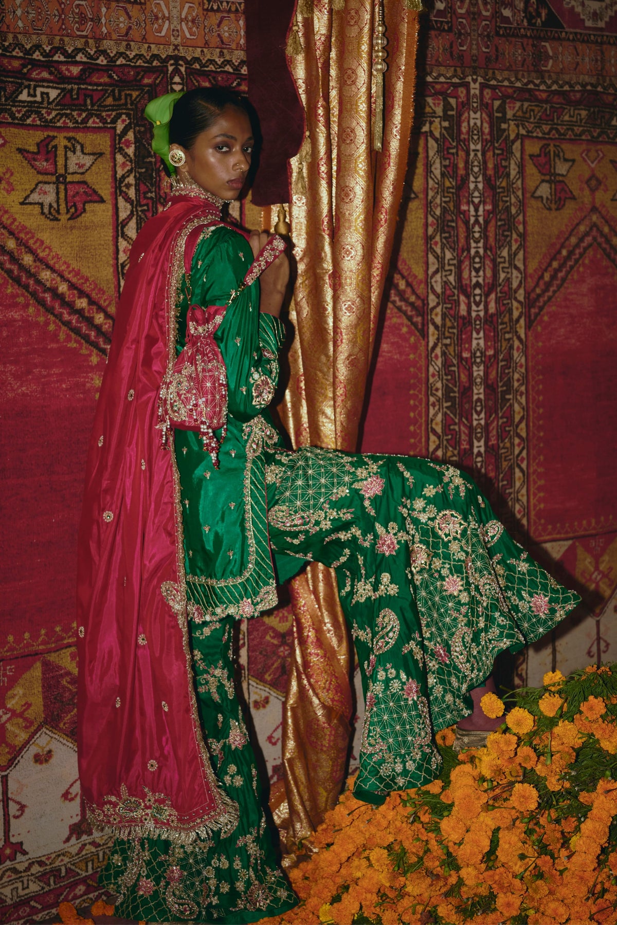 Green Sharara Set