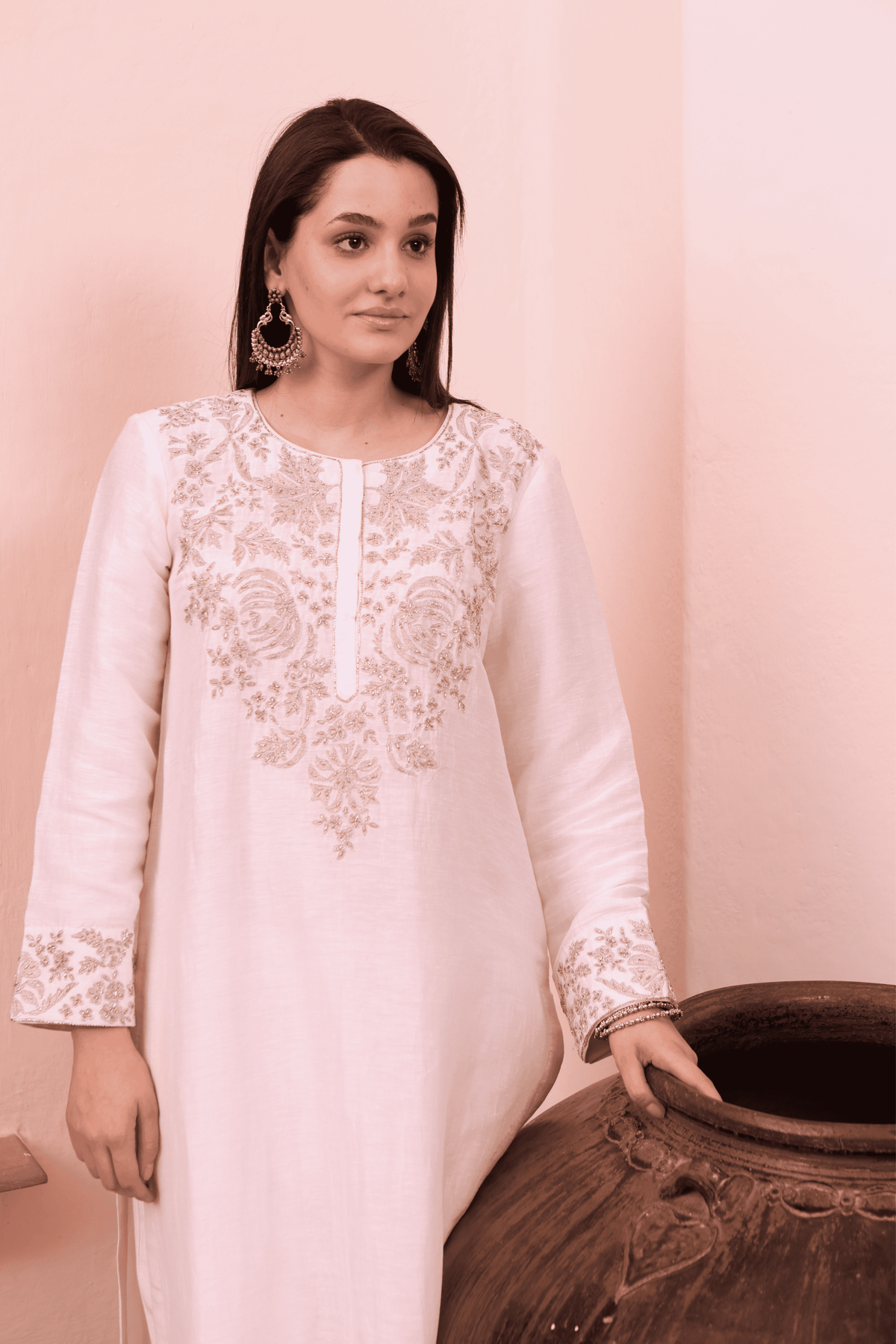 Hand Embroidered Kurta And Pant