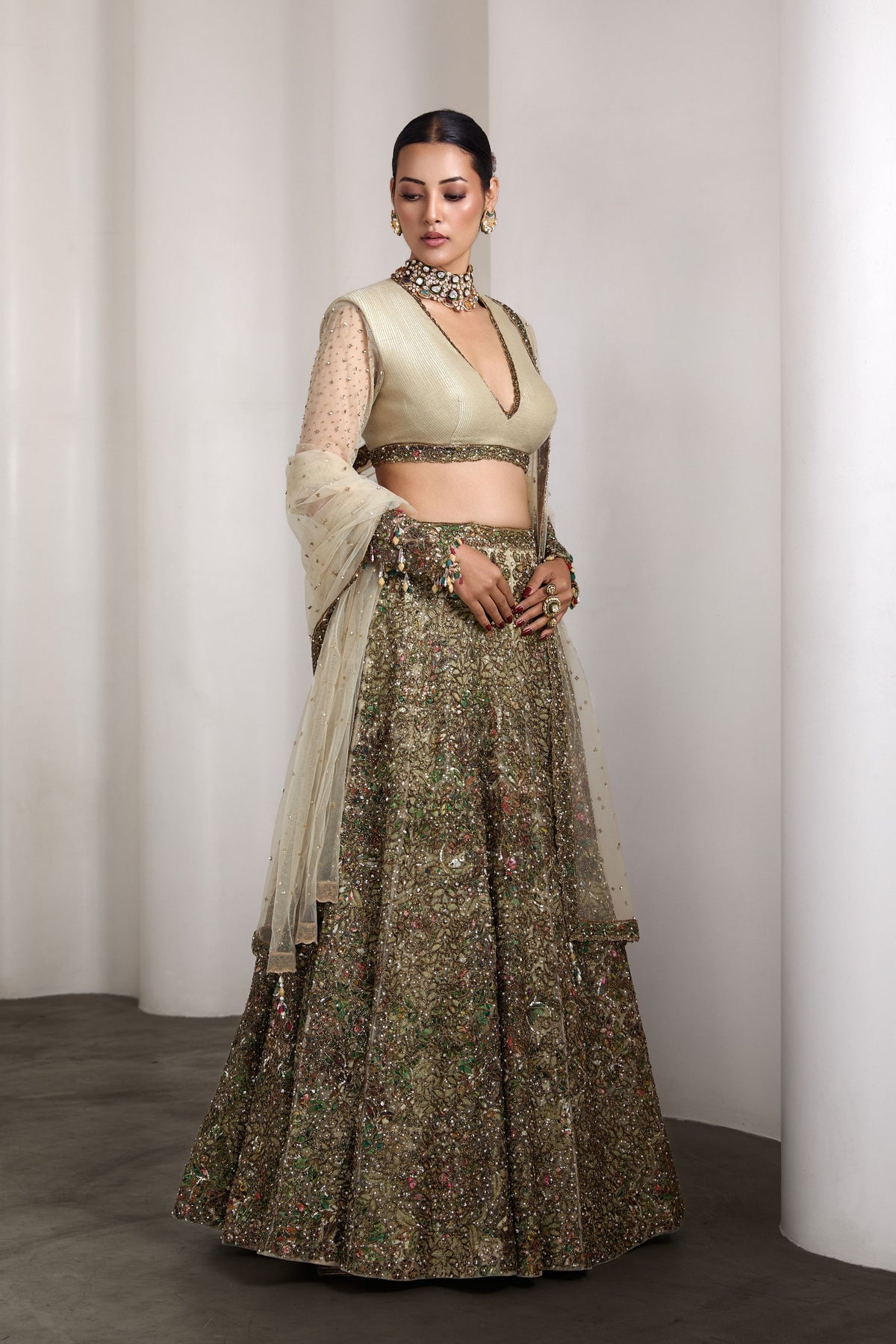 Ivory Patchwork Lehenga Set