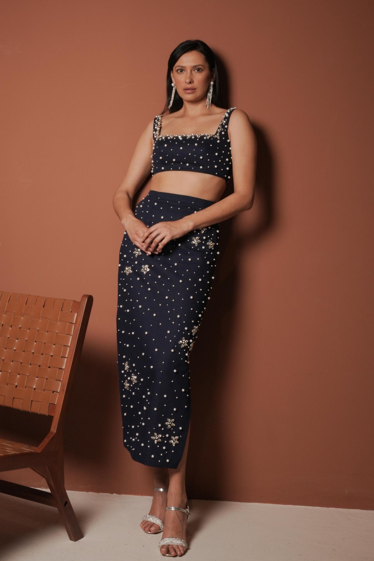 Embellished Tube Top And Skirt
