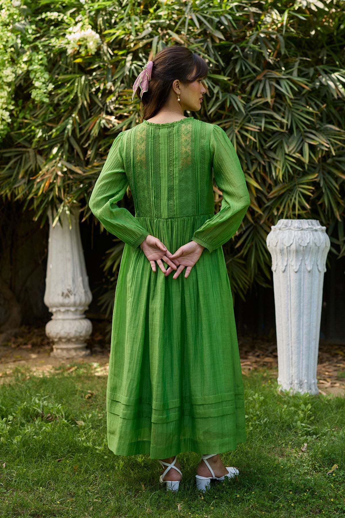Wander Trail Green Embroidered Dress