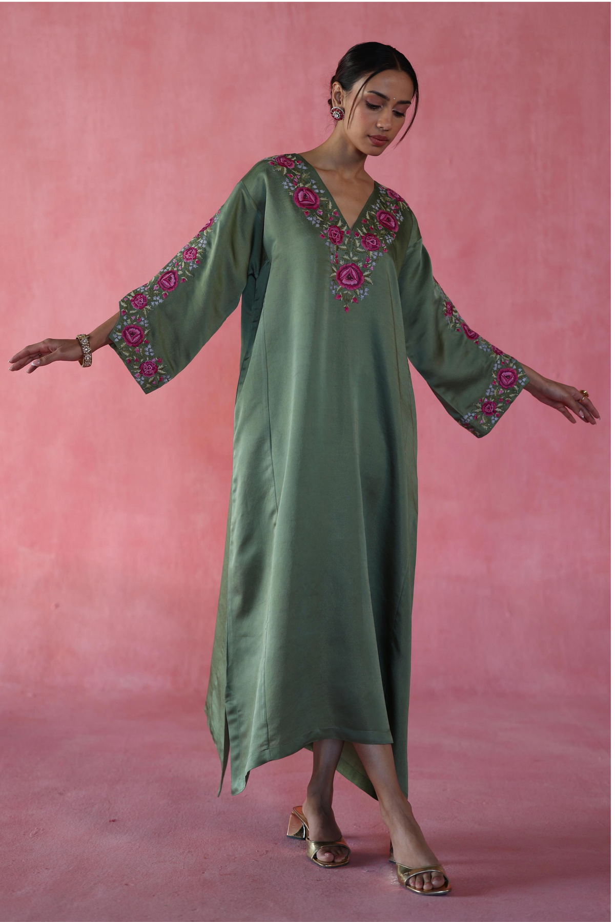 Green Sheermal Kaftan