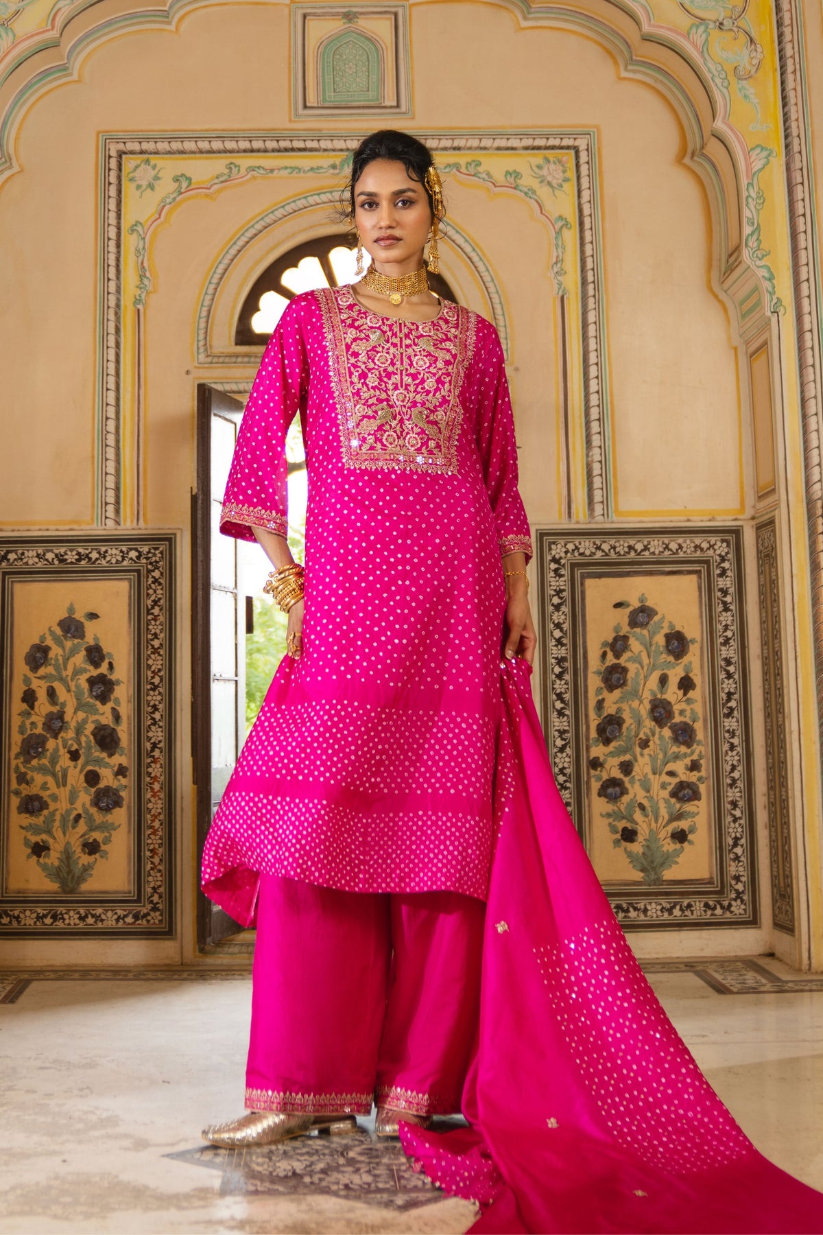 Peacock Bandhani Kurta Set