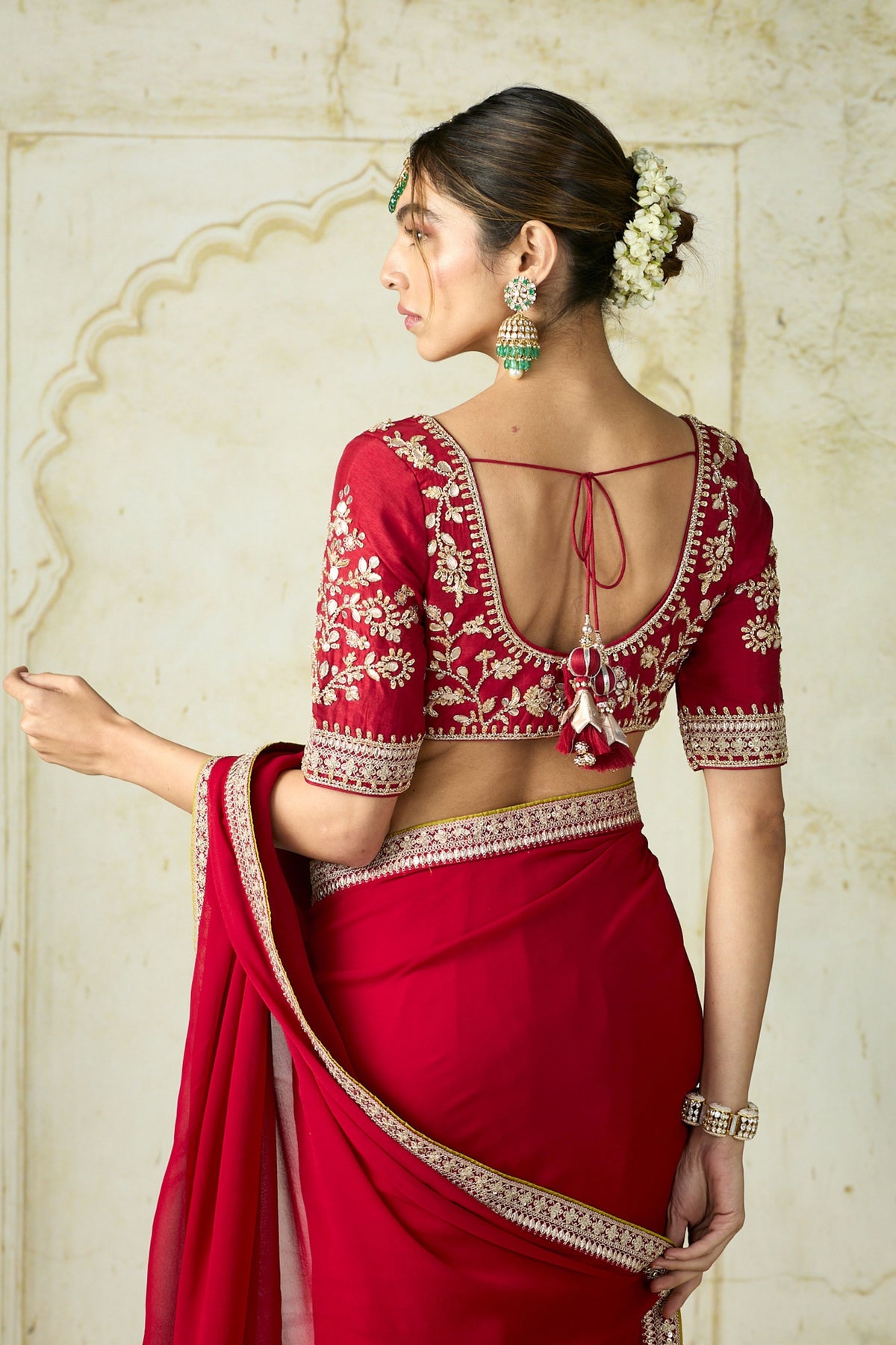 Red Ruqqayah Saree Set