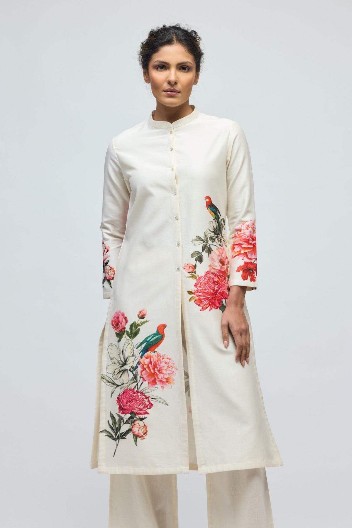 Chanderi Floral Printed Tunic Set