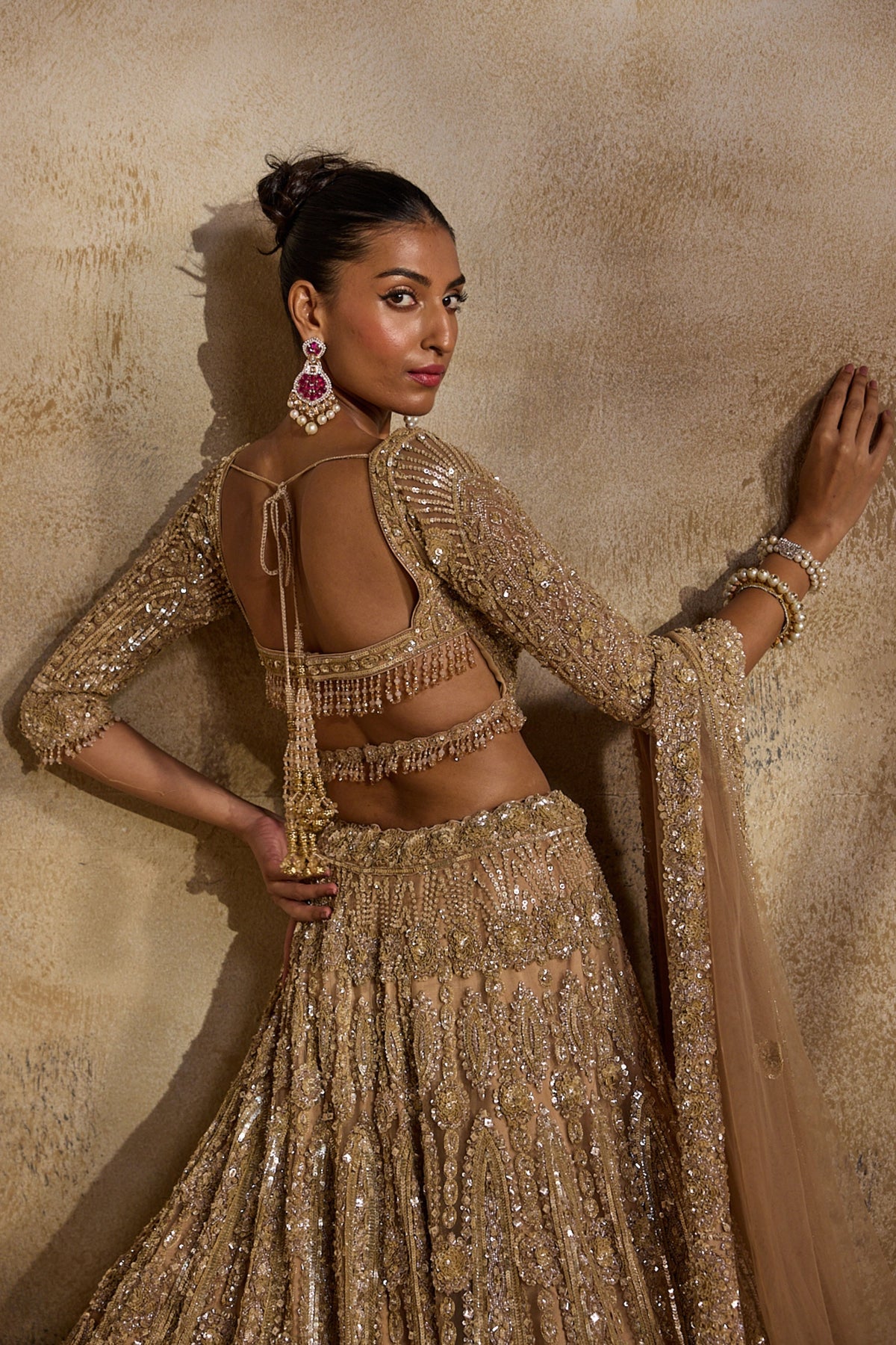 Champagne  Gold Lehenga Set