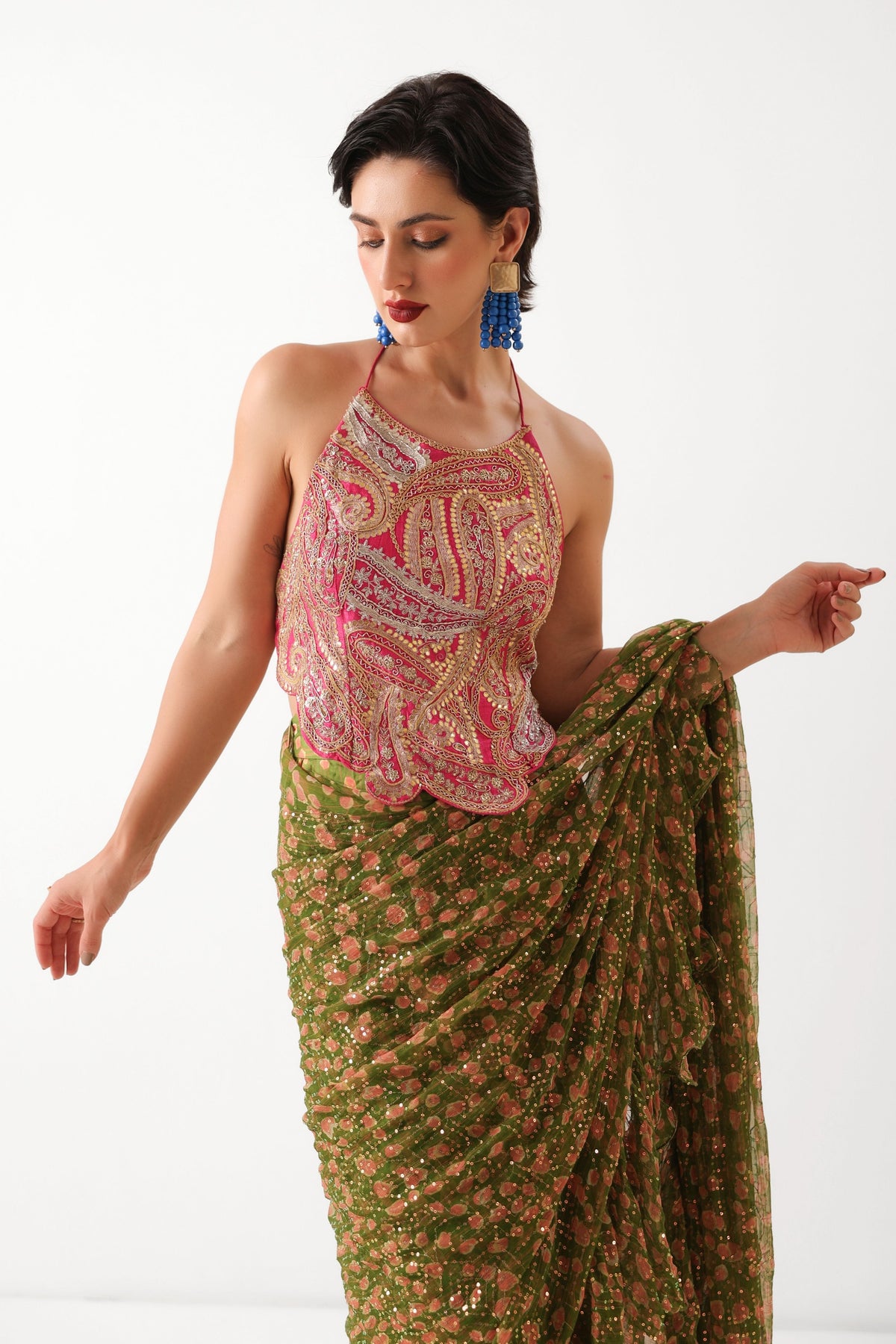 Ezra Jhilmil Saree Set
