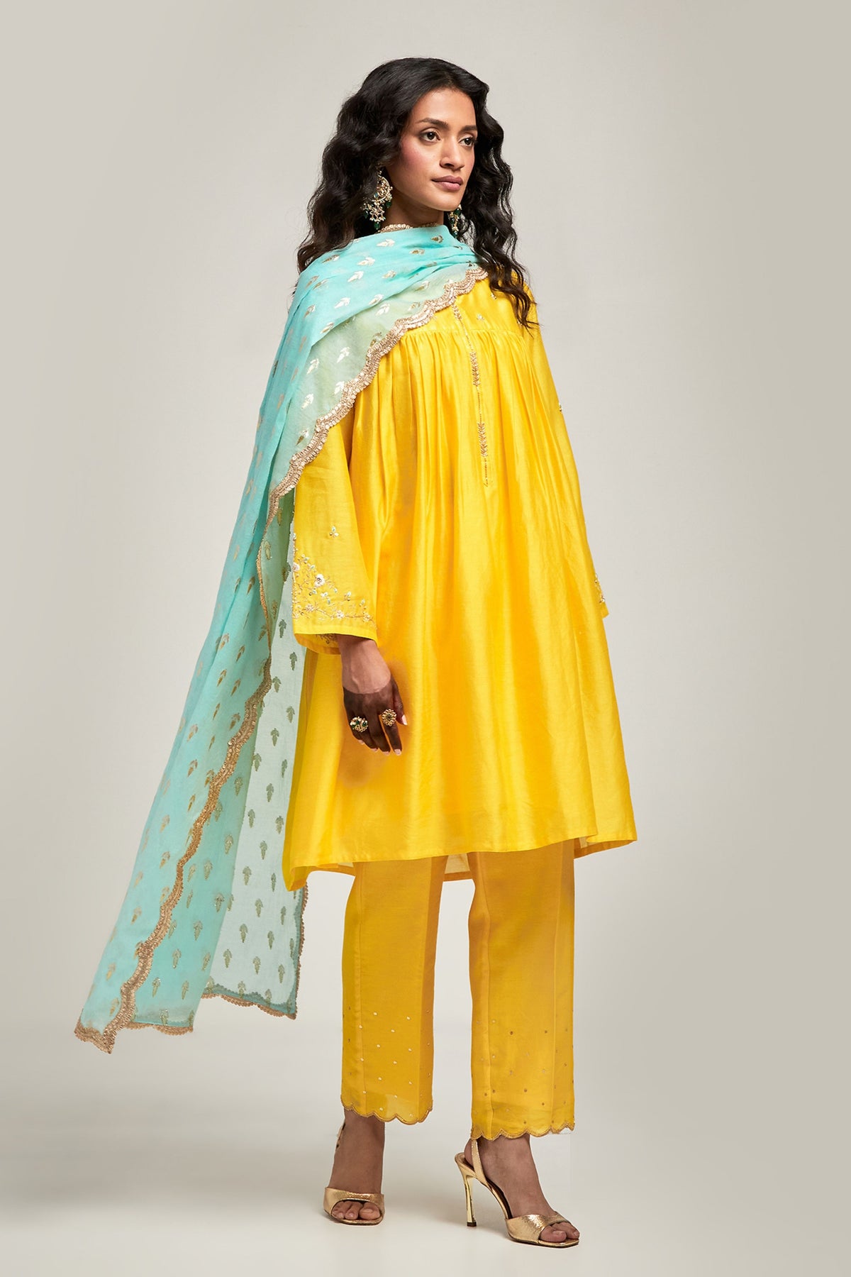 Yellow Short Kurta Set
