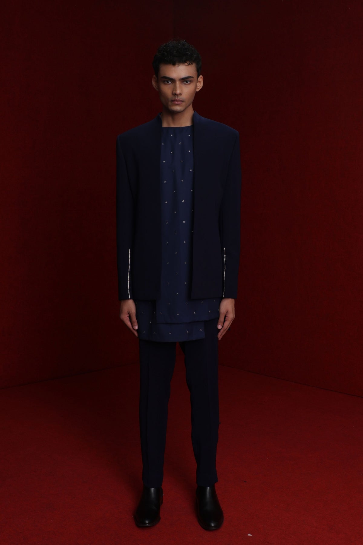 Indowestern Set In Navy Blue
