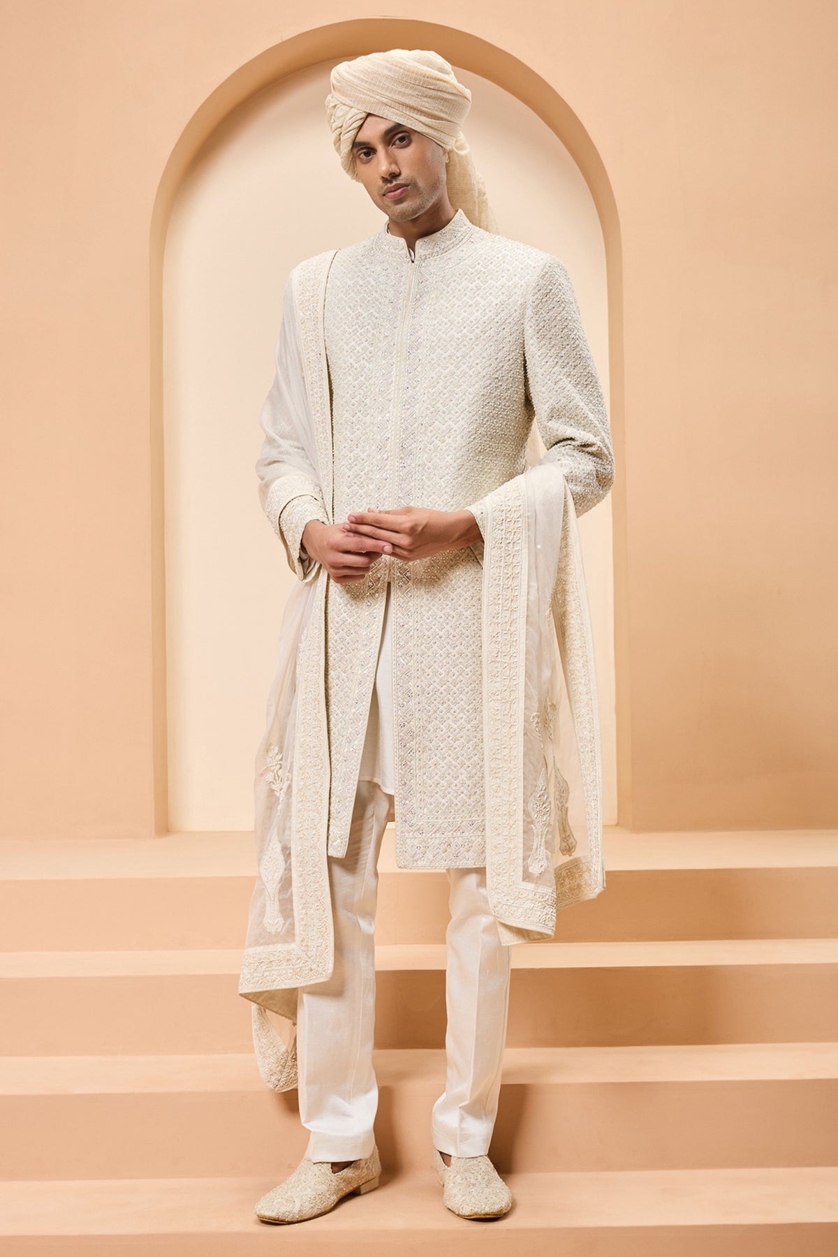 Rainbow Pearl Sherwani Set
