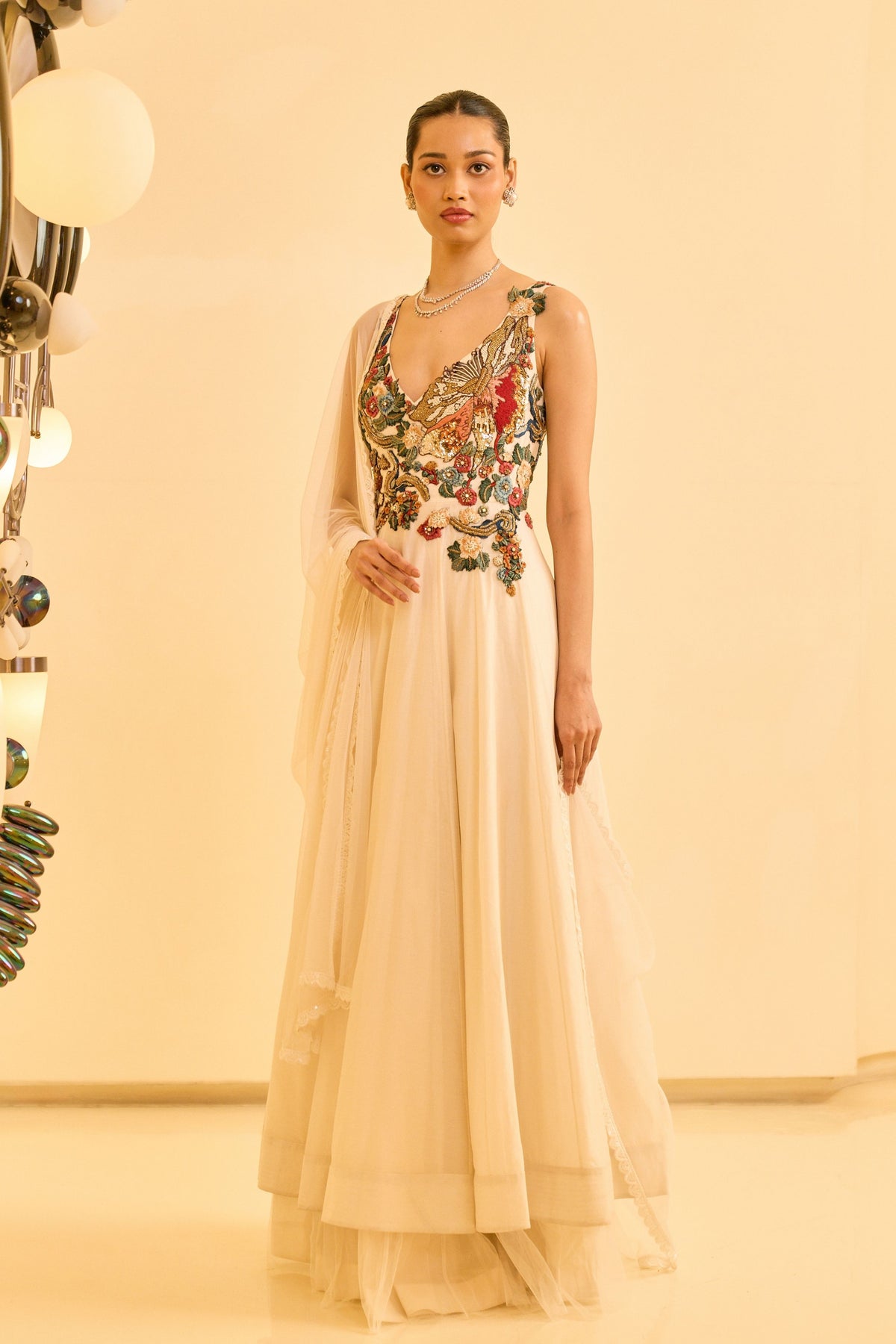 Ivory Bloom Anarkali Set