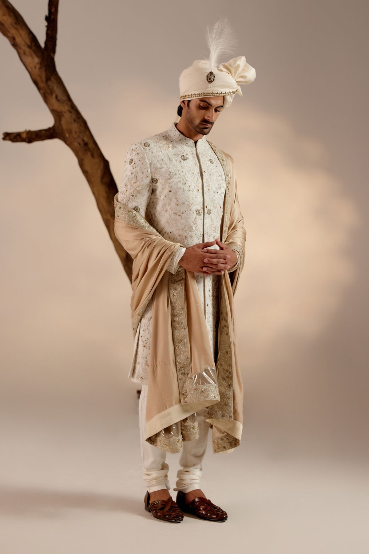 Ivory &amp; Gold Sherwani Set