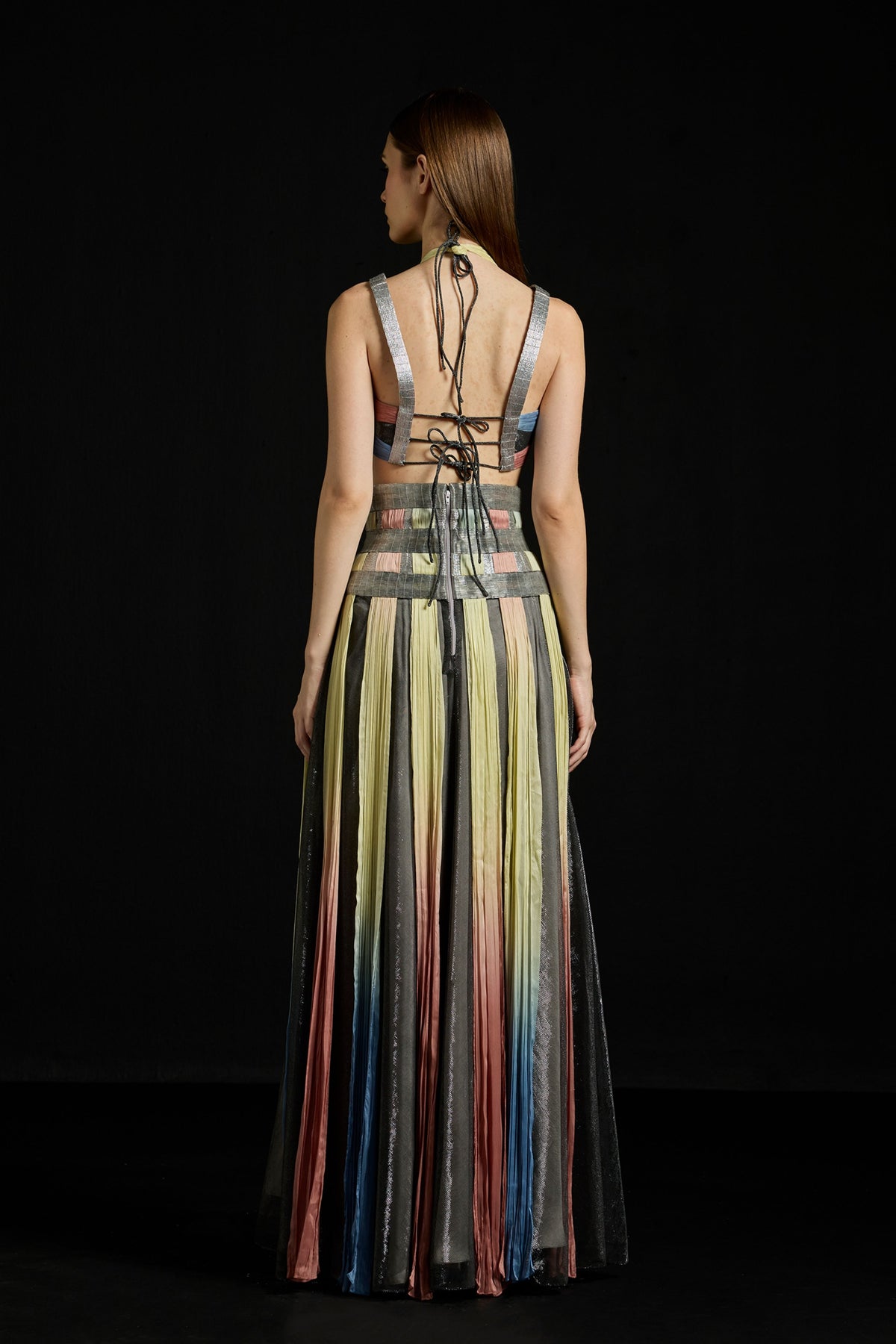 Multicolor Interwoven Halter Ensemble