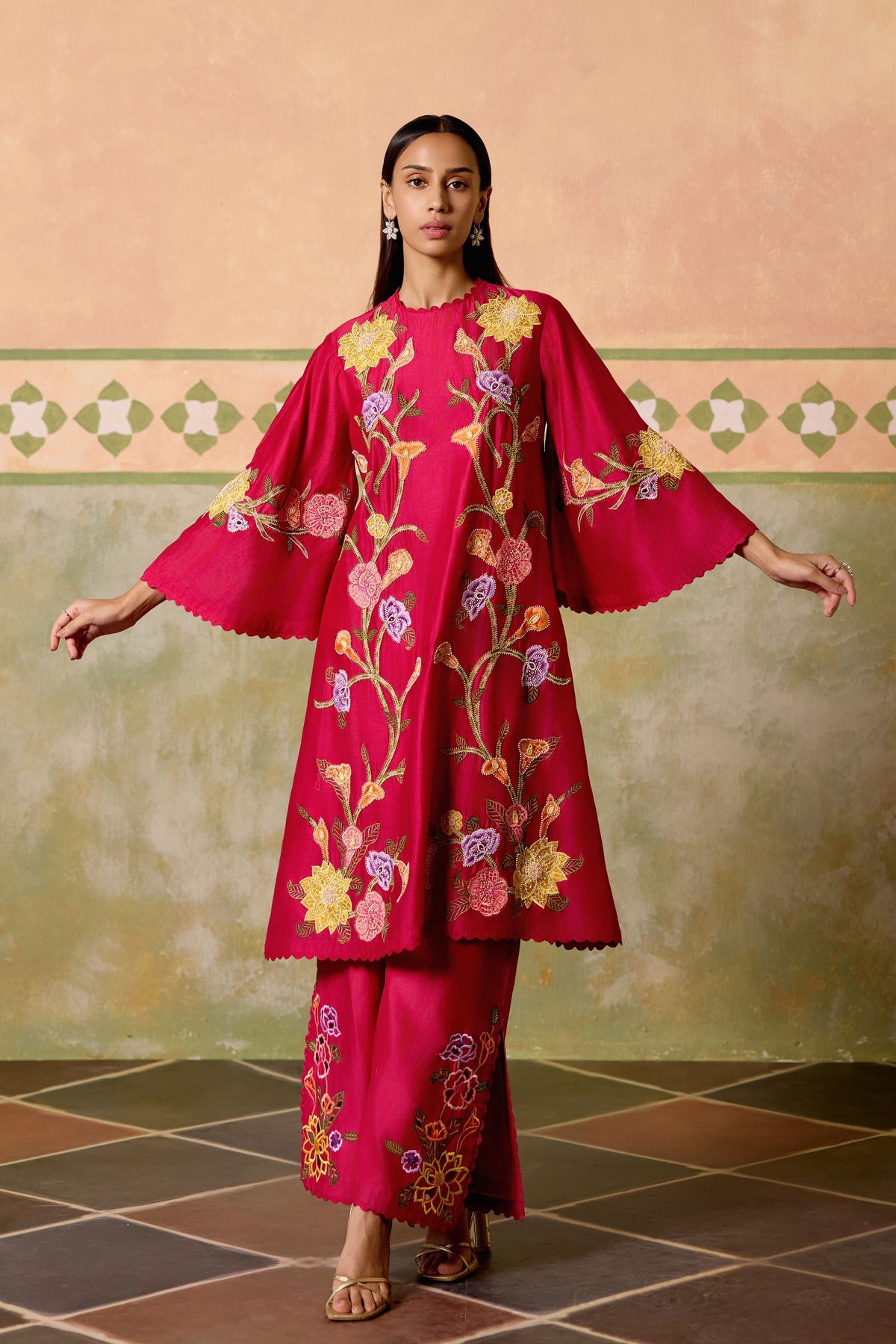 Fuchsia Mosaic Kurta With Pants