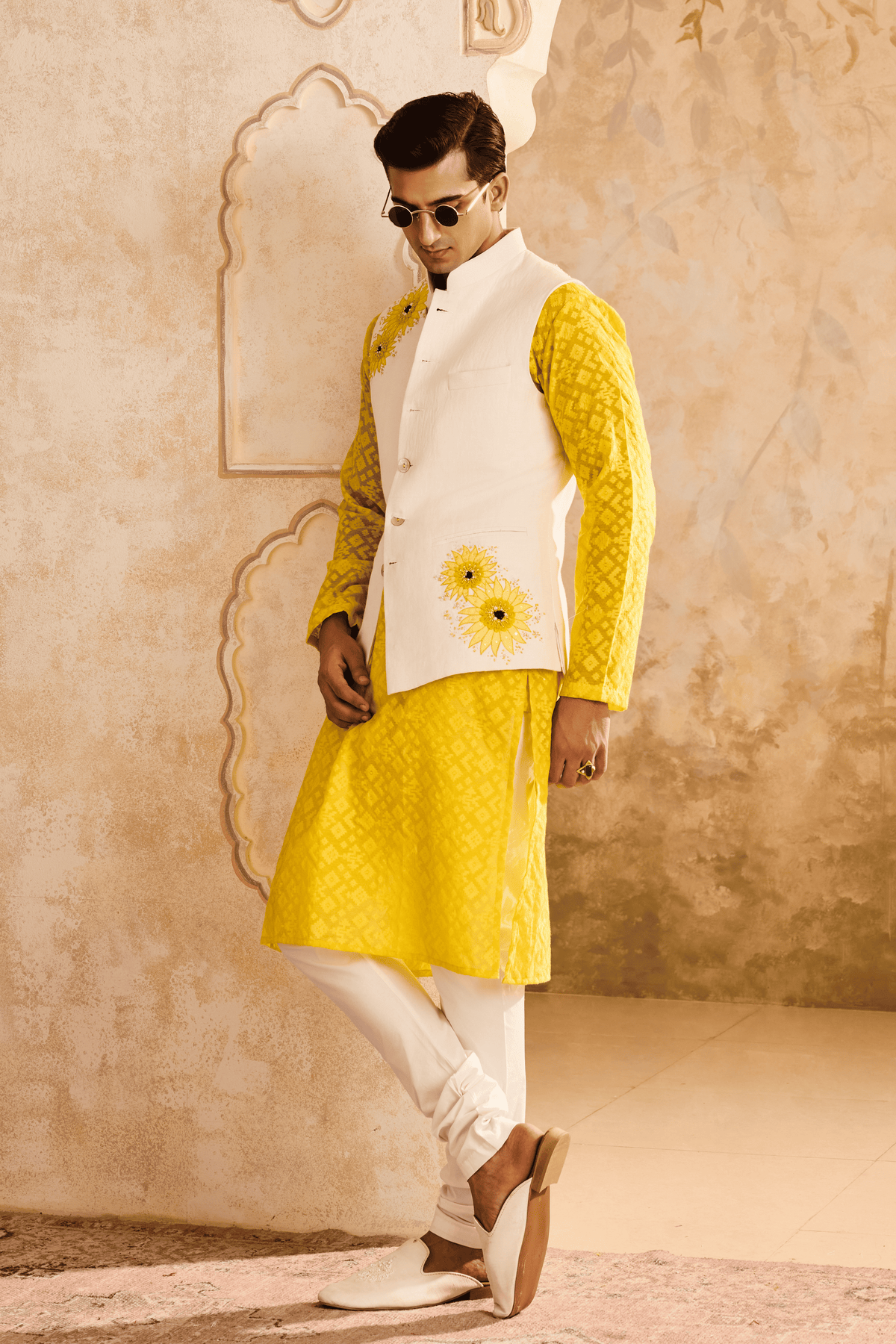 Floral Bundi Yellow Kurta Set
