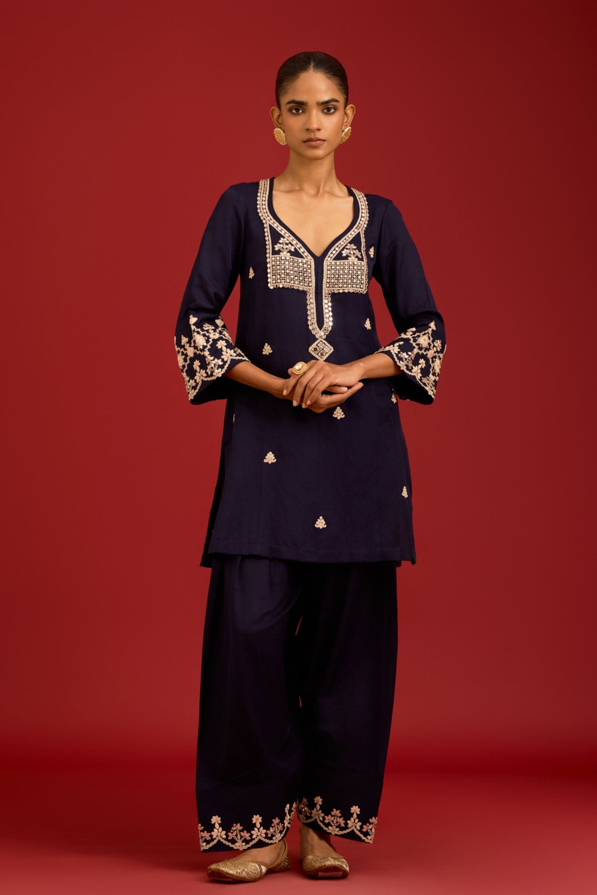 Navy Cotton Kurta Set