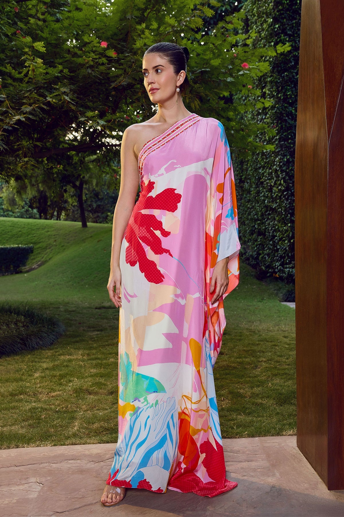Paradise Hues One-shoulder Kaftan