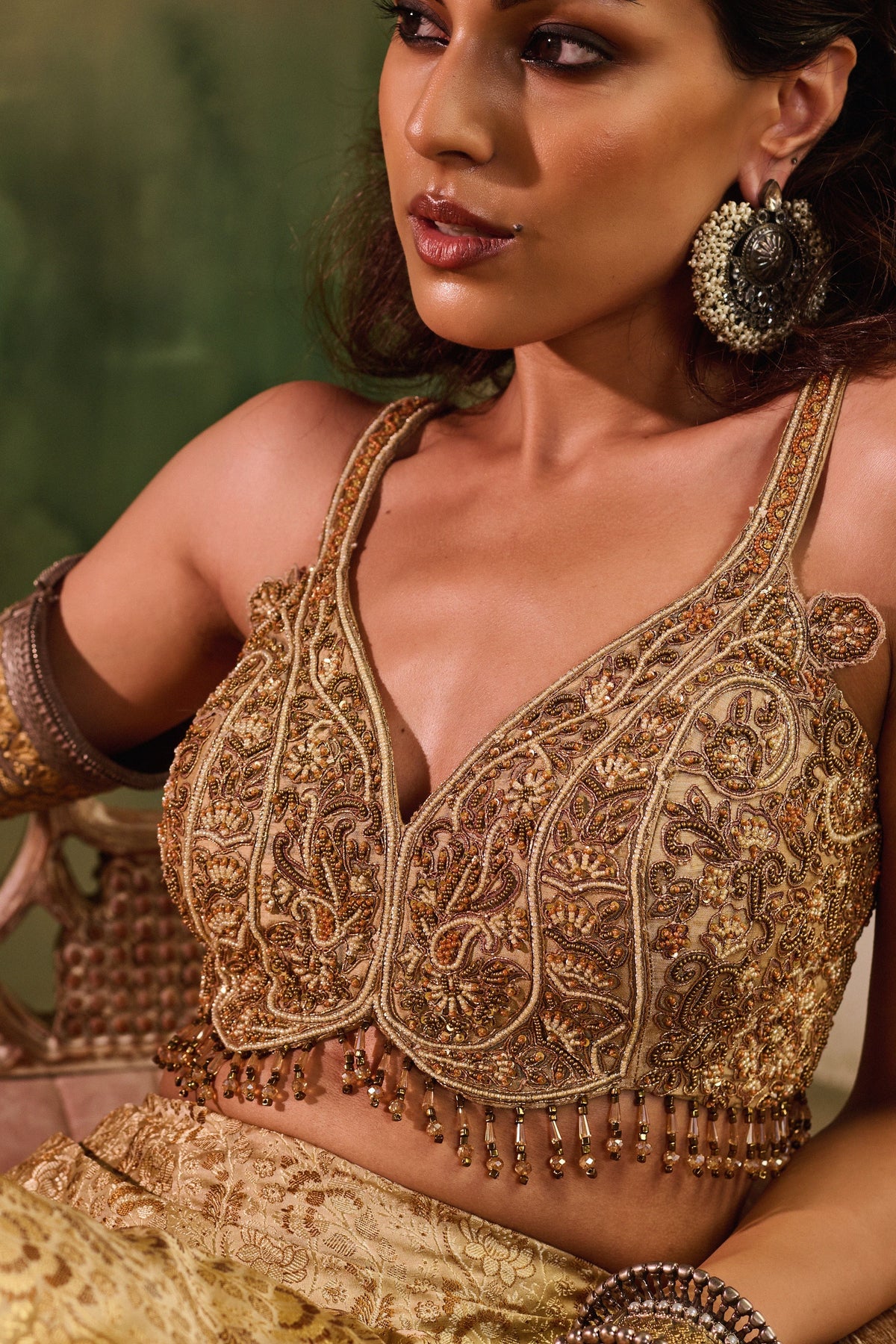 Tassel Tara Beige Lehenga Set