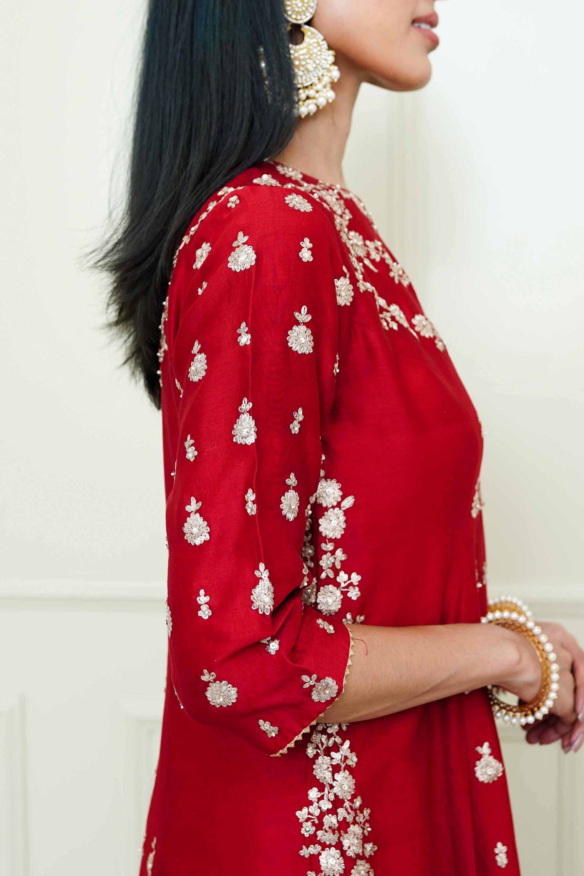 Scarlet red gharara set