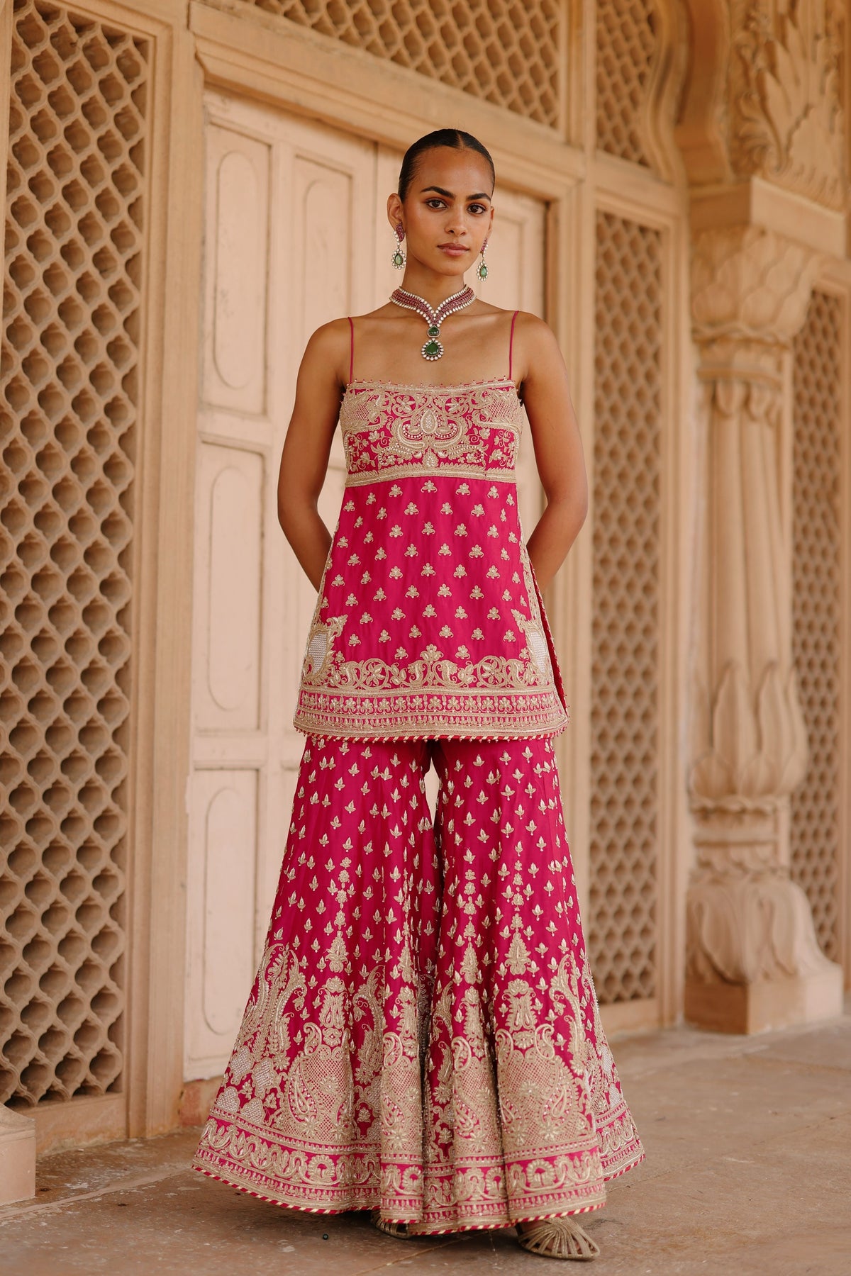 Nisbat Pink Sharara Set