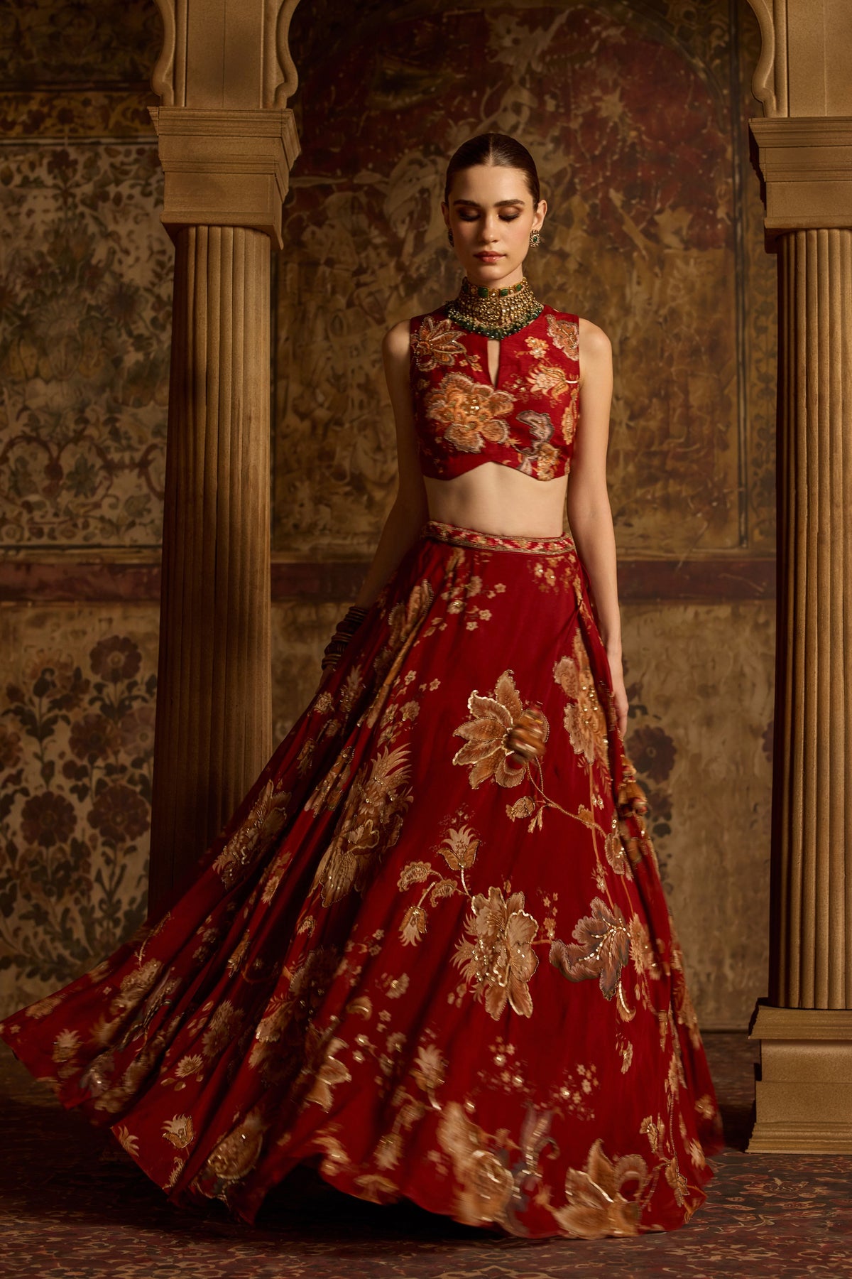 Adwika Ruby Red Lehenga Set