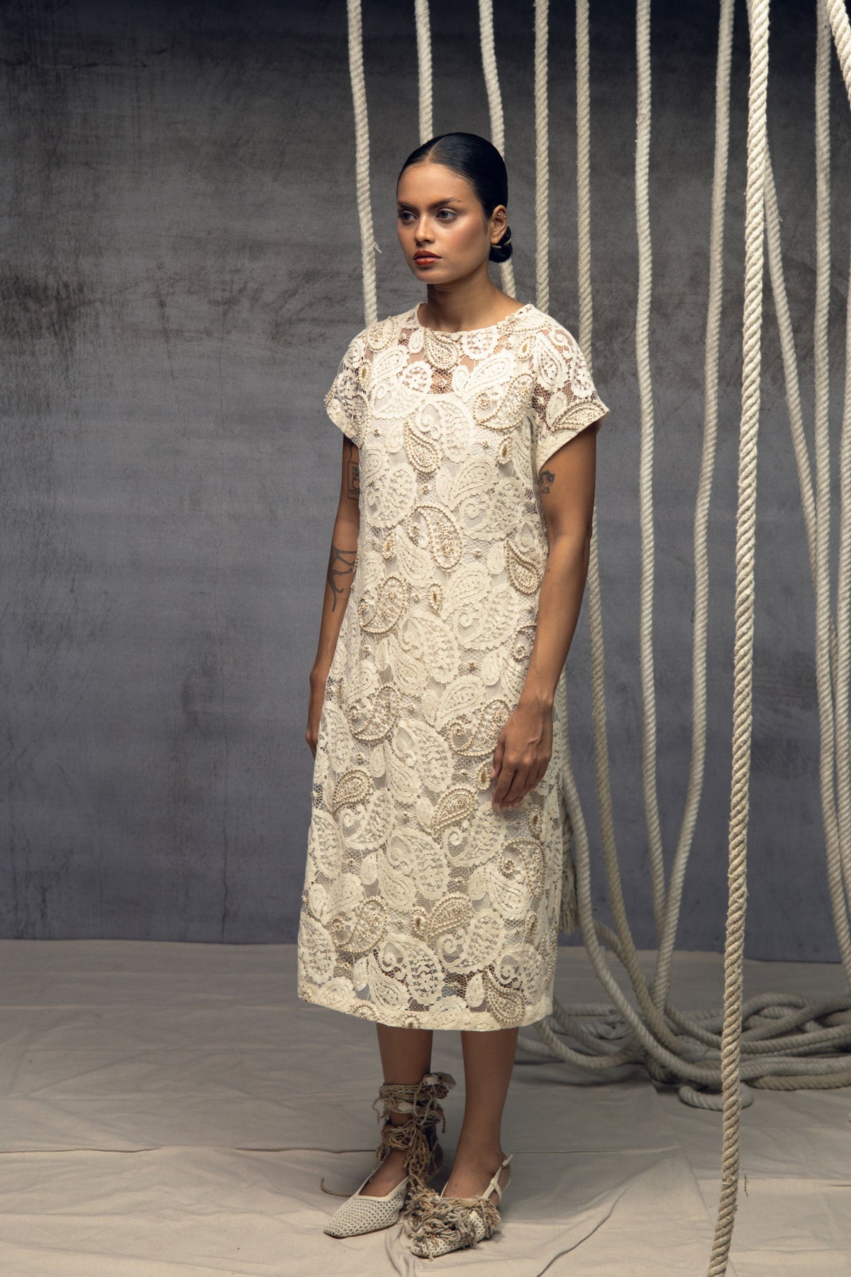Ivory Paisley Lace Midi