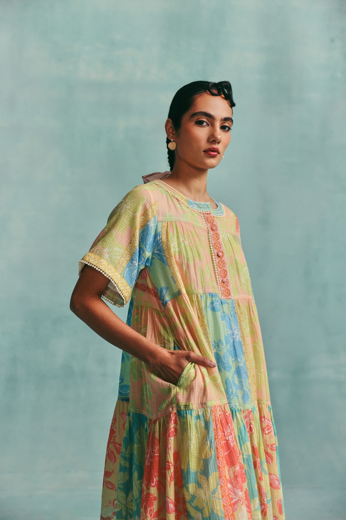 Patchwork Tiered Dress