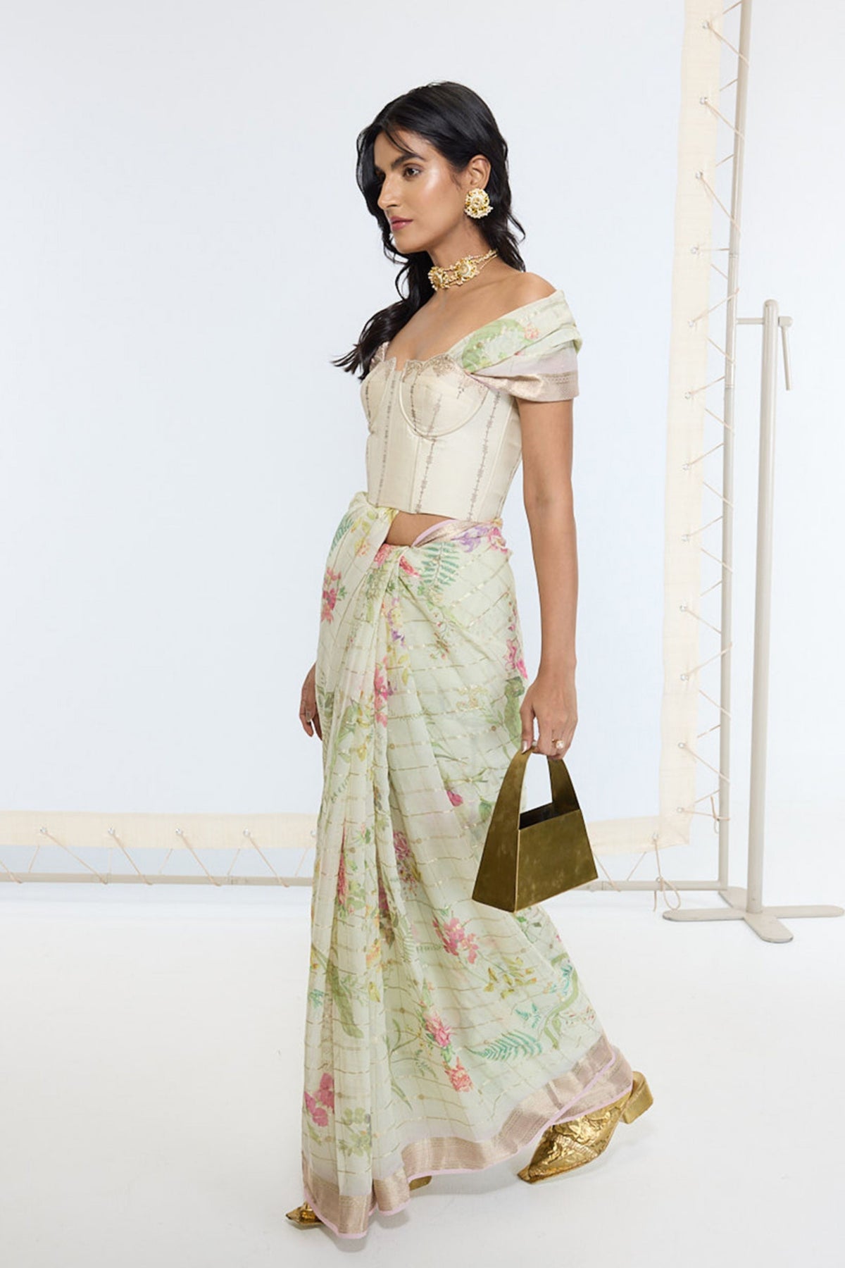 Handwoven Pistachio Green Printed Saree