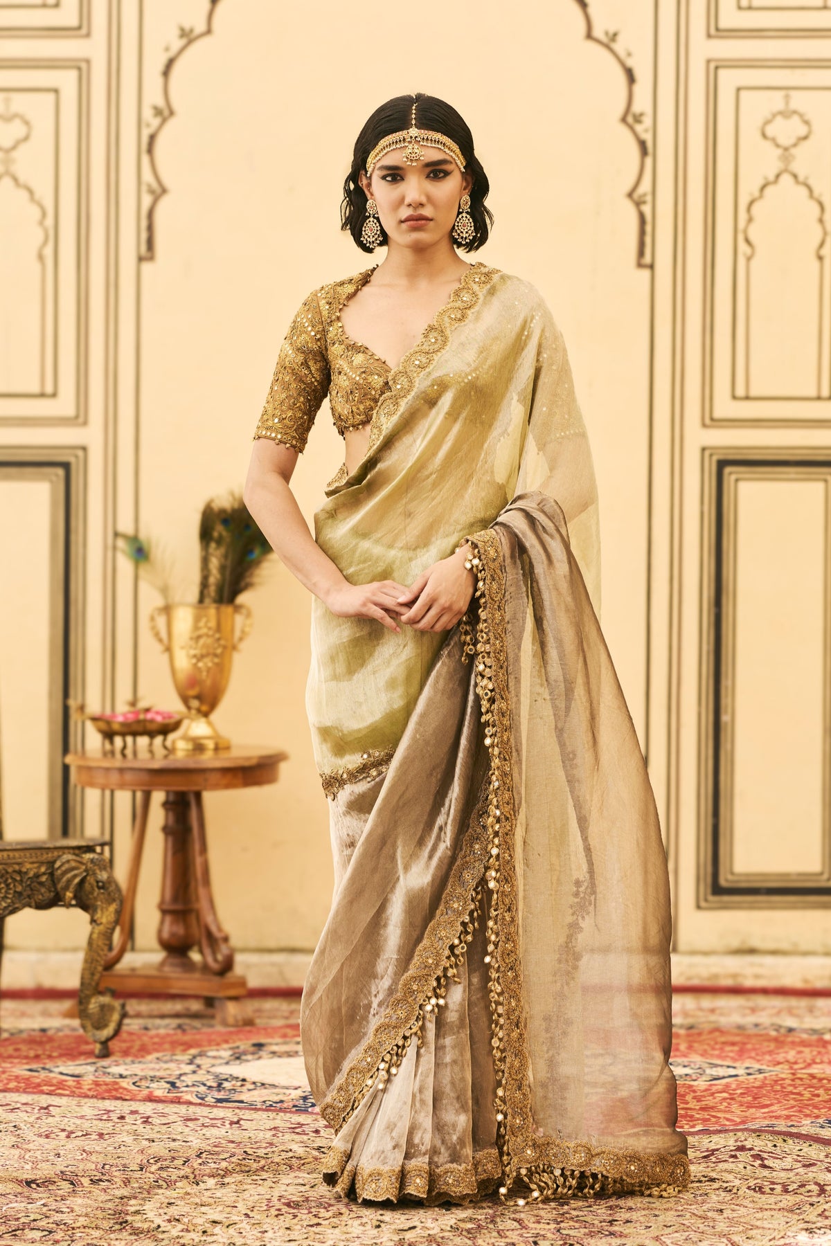 Shyama Zardosi Saree Set