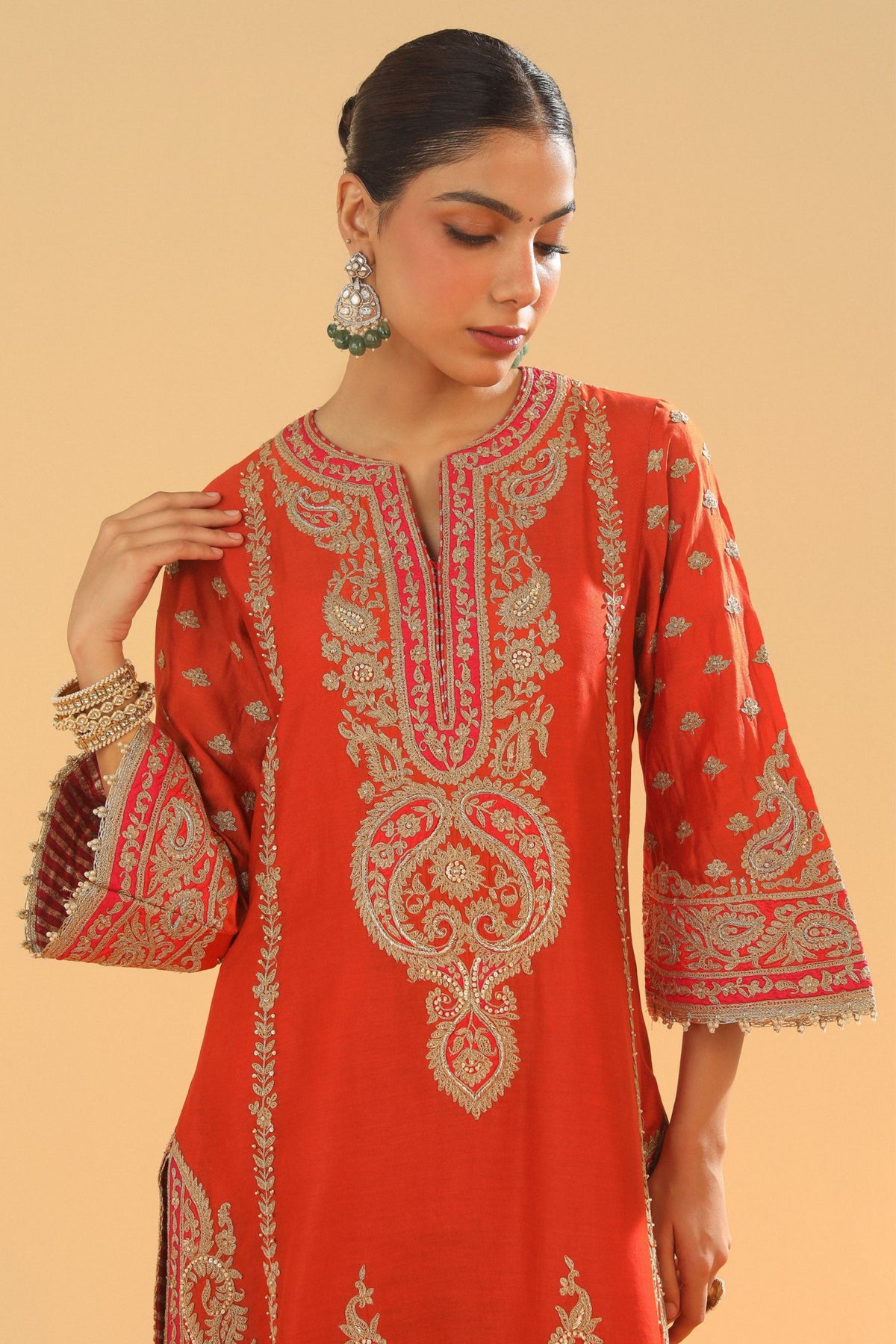 Burnt Orange A-line Kurta Set