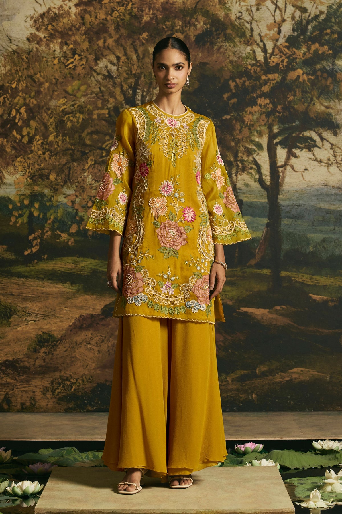 Amber Yellow Floral Kurta Set