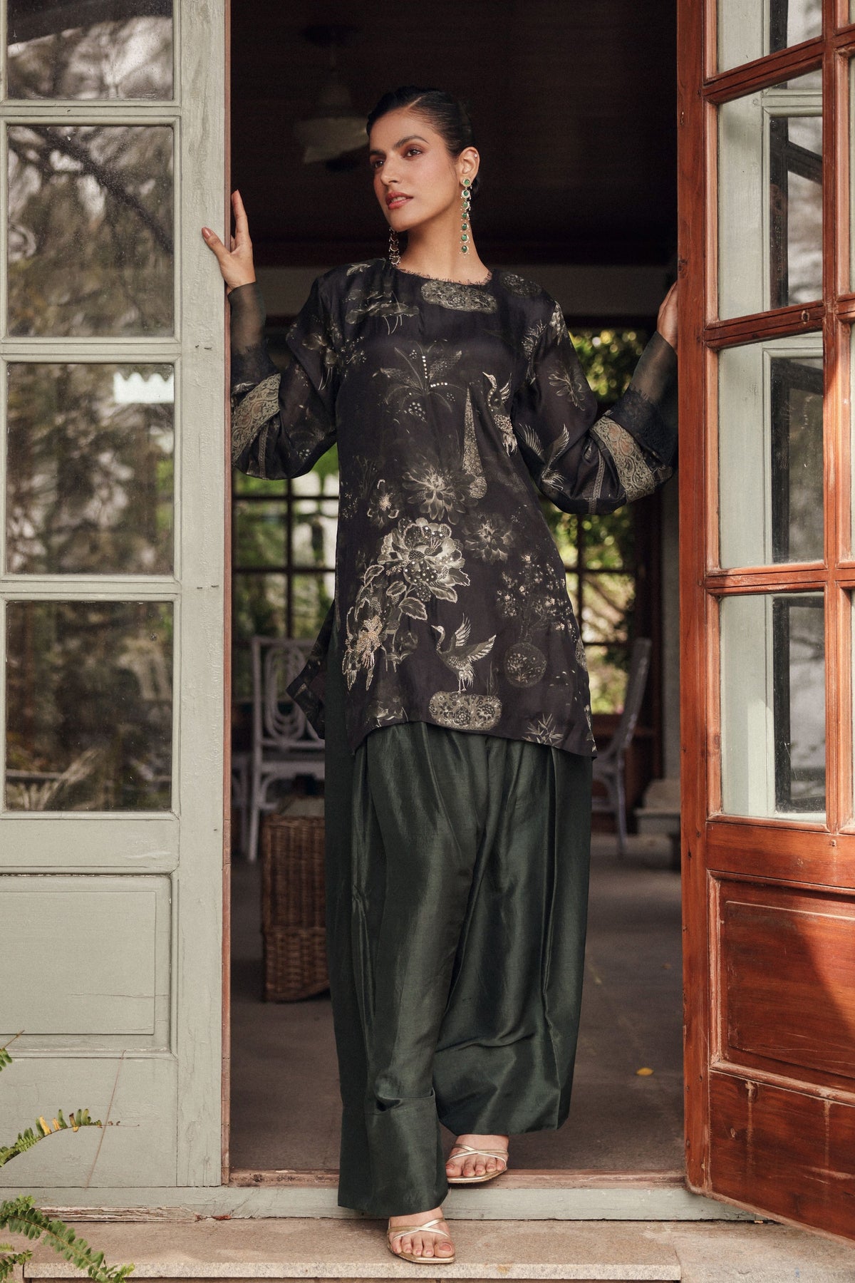 Olive Stitch Tunic With Salwar