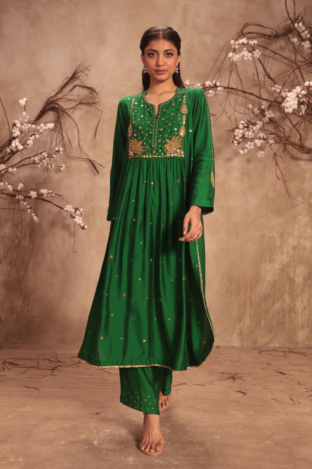 Green Frockstyle Kurta Set