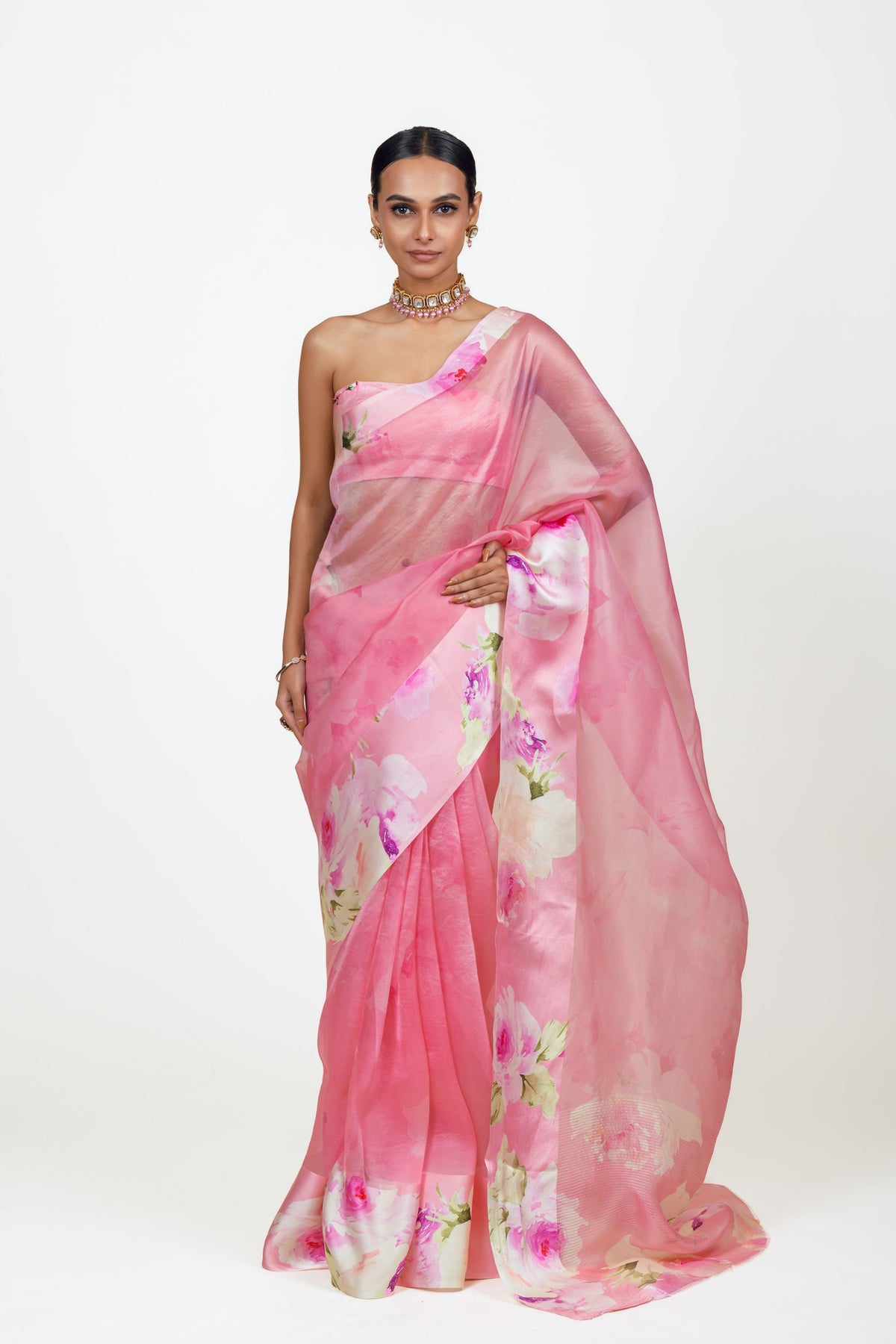 Alea Pink Organza Saree