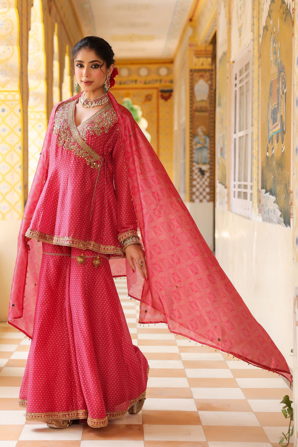 Ahista Pink Angrakha Sharara Set