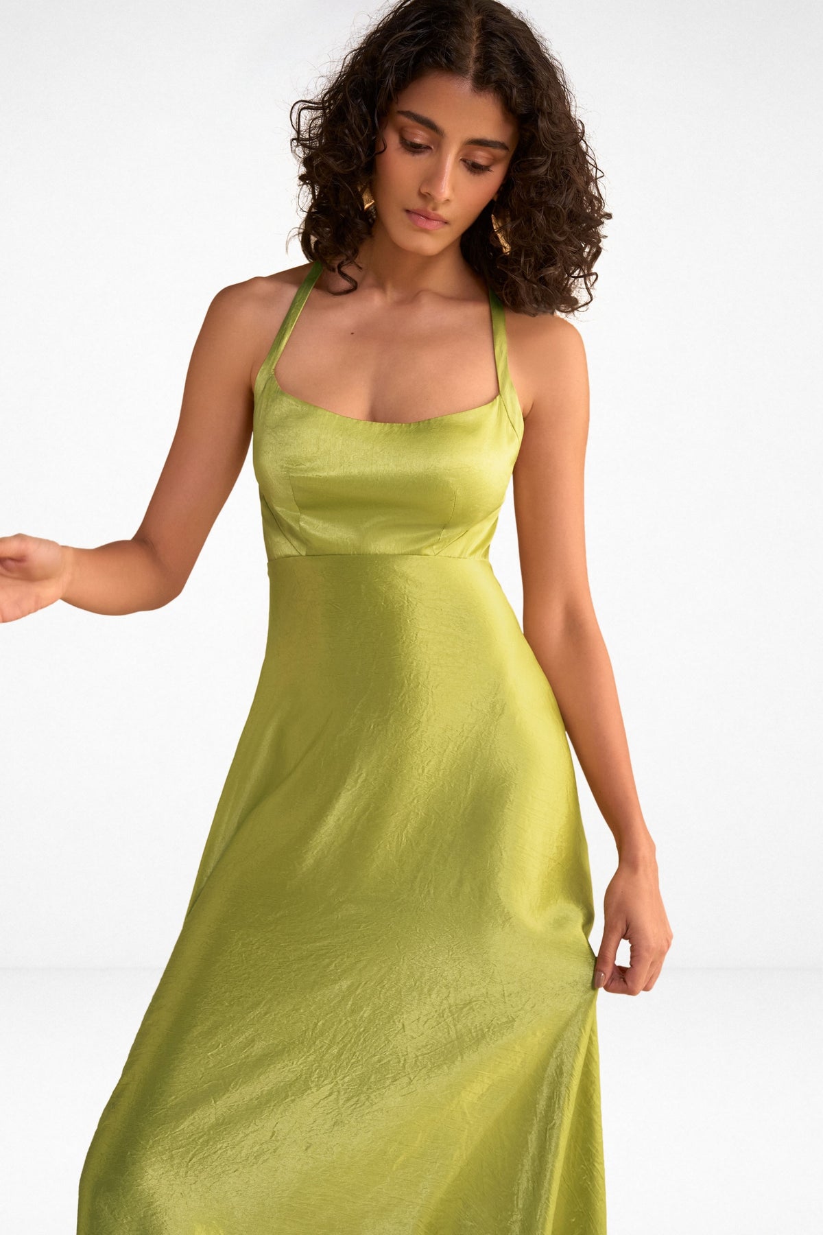 Lime Satin Gown