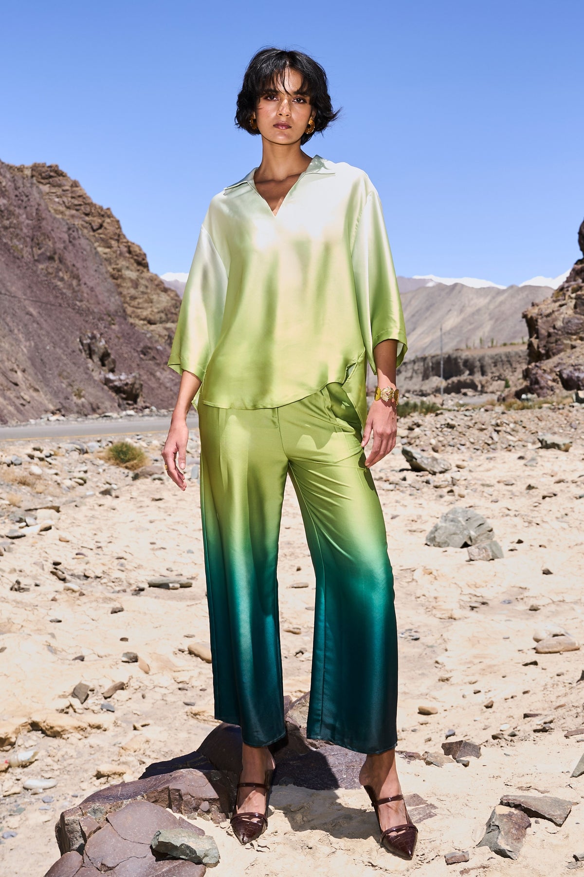 Ombré Satin Pant Set