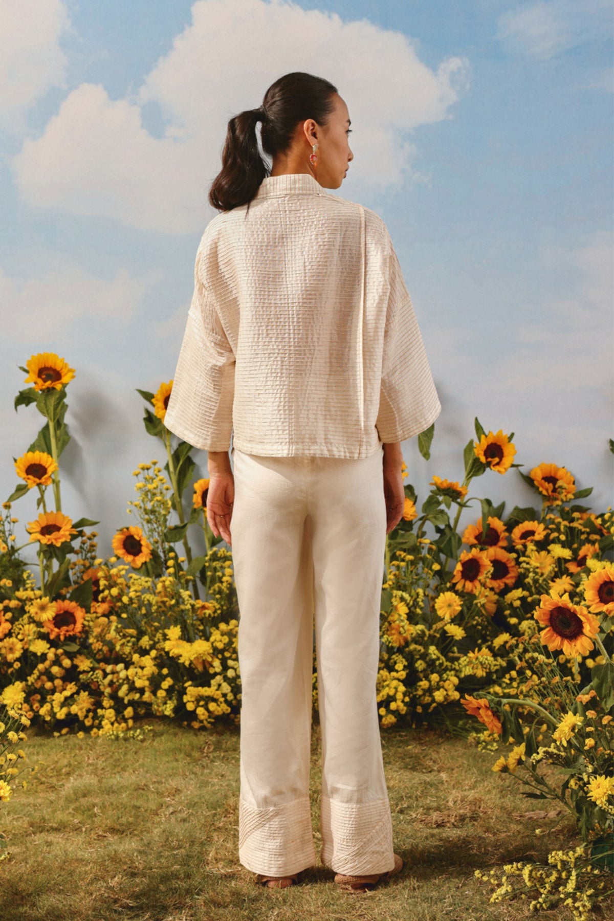 Pintuck Ivory Palazzos