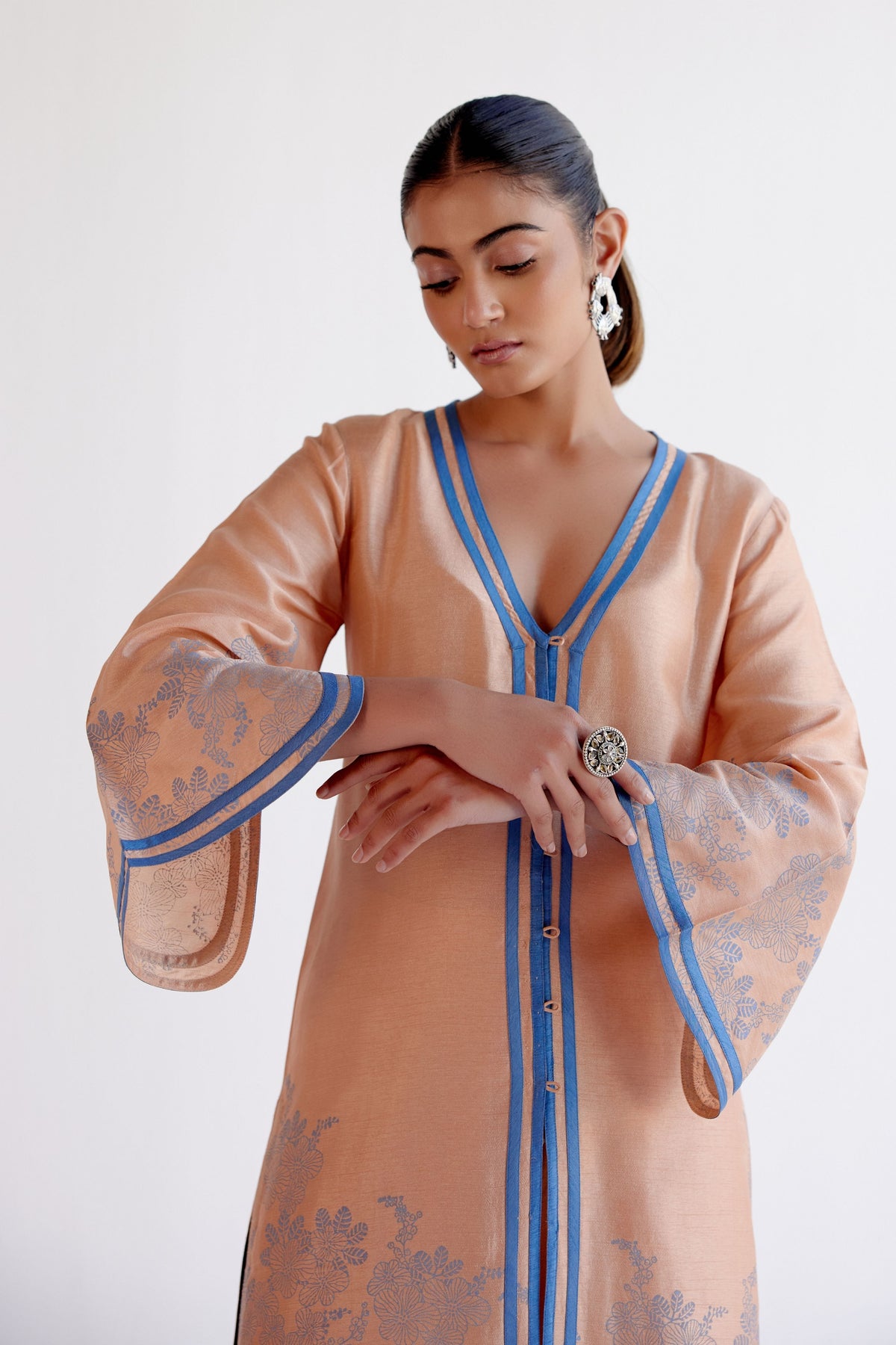 Caramel Block Print Kurta Set