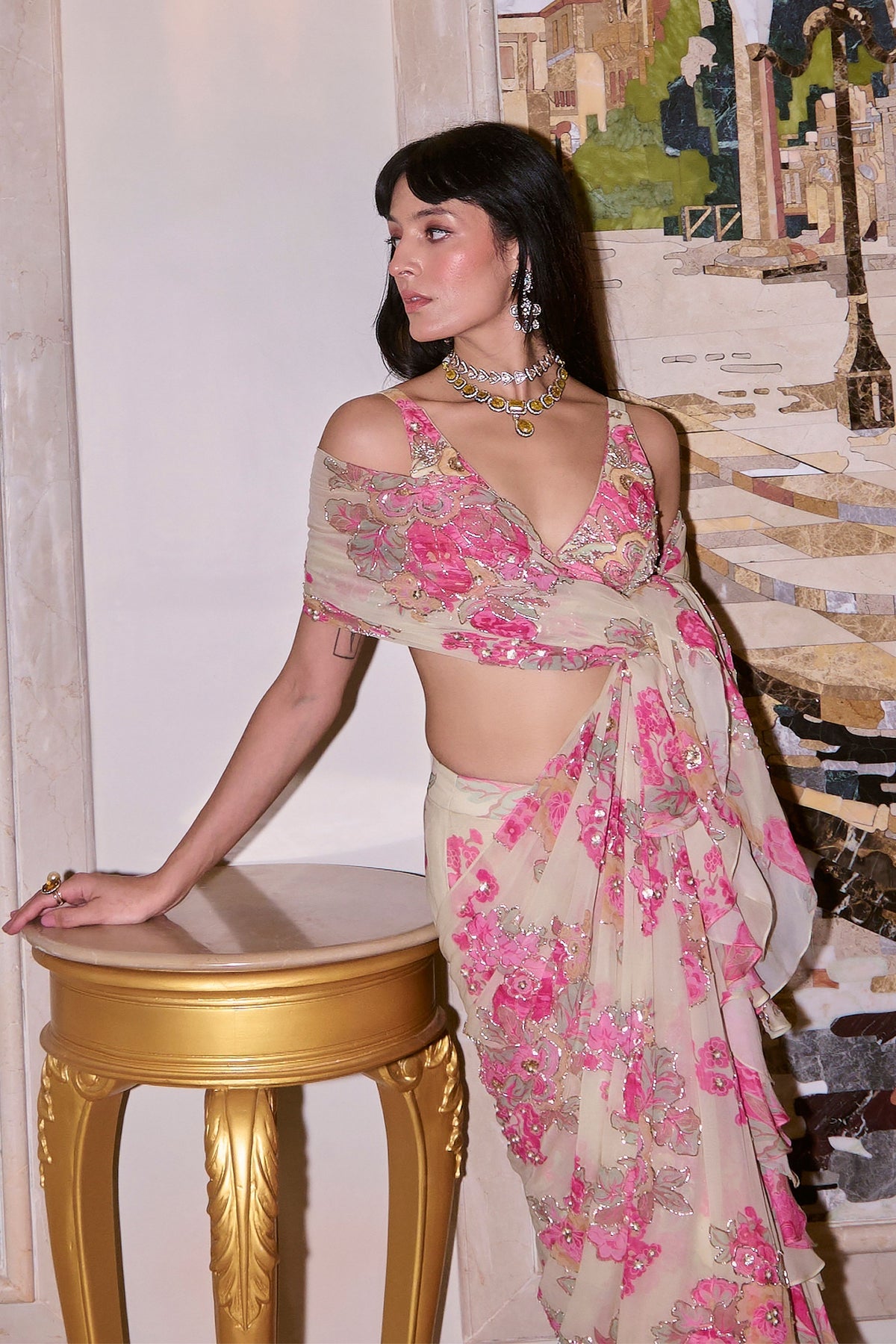 Elettra Pre-draped Saree Set