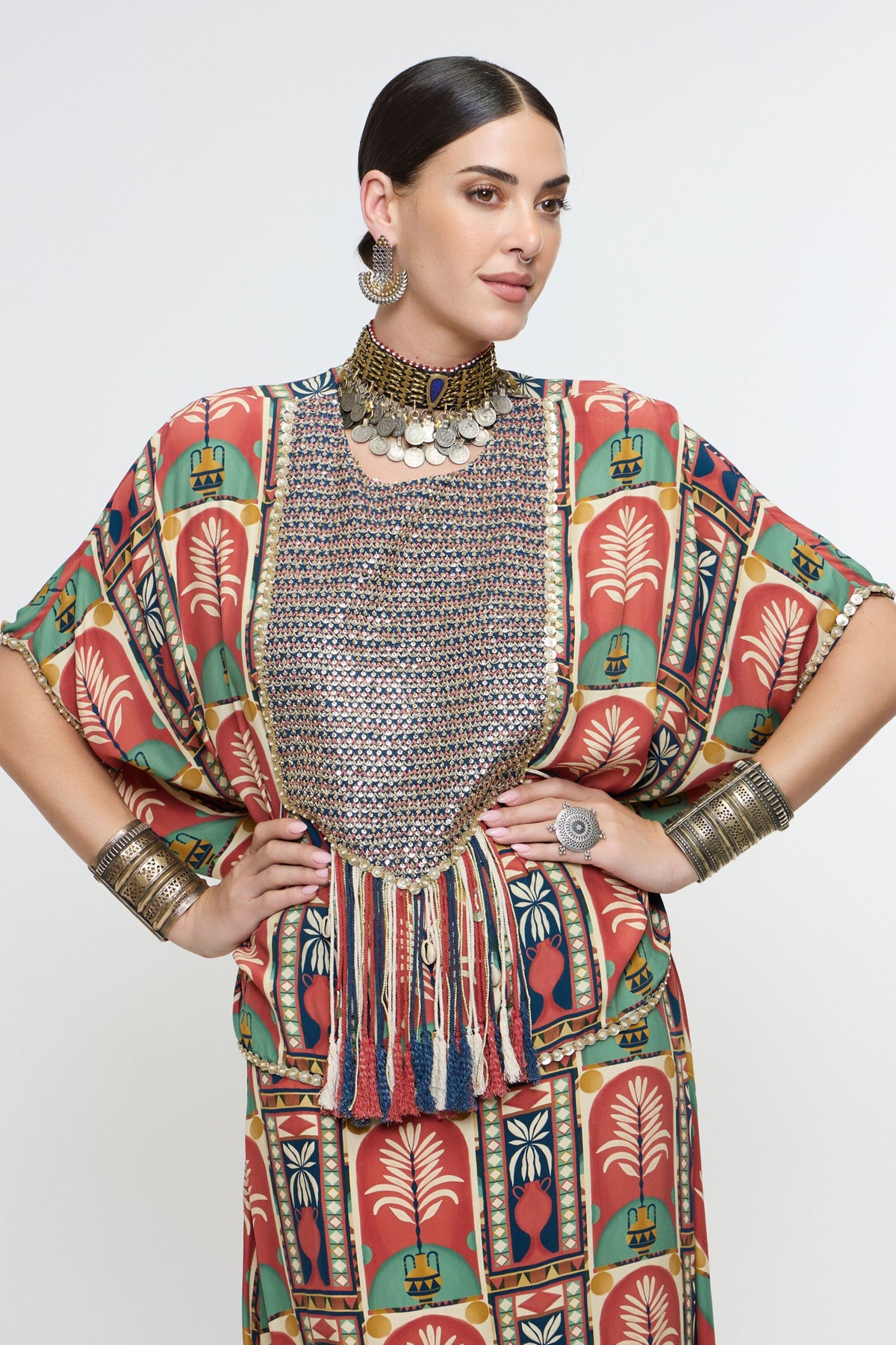Charbagh Metallic Short Kaftan Set
