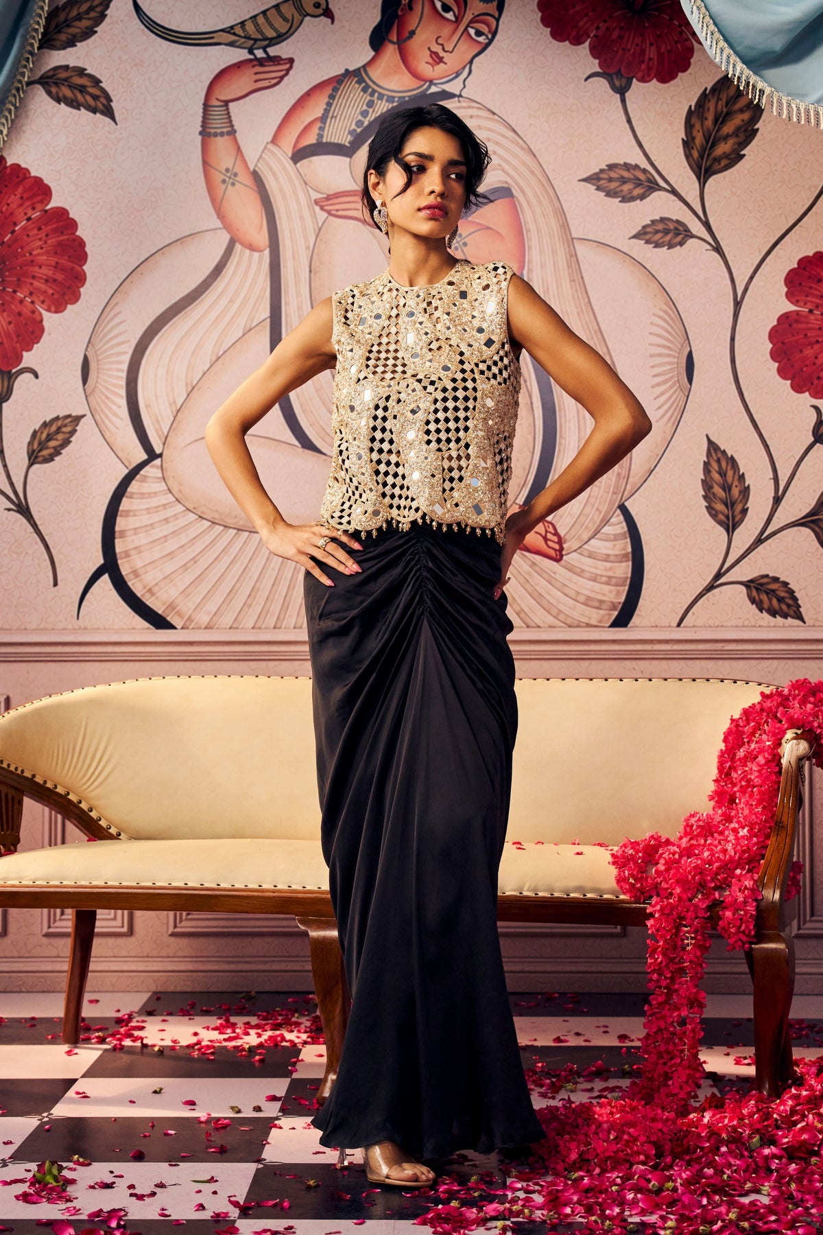 Black Gold Skirt Set