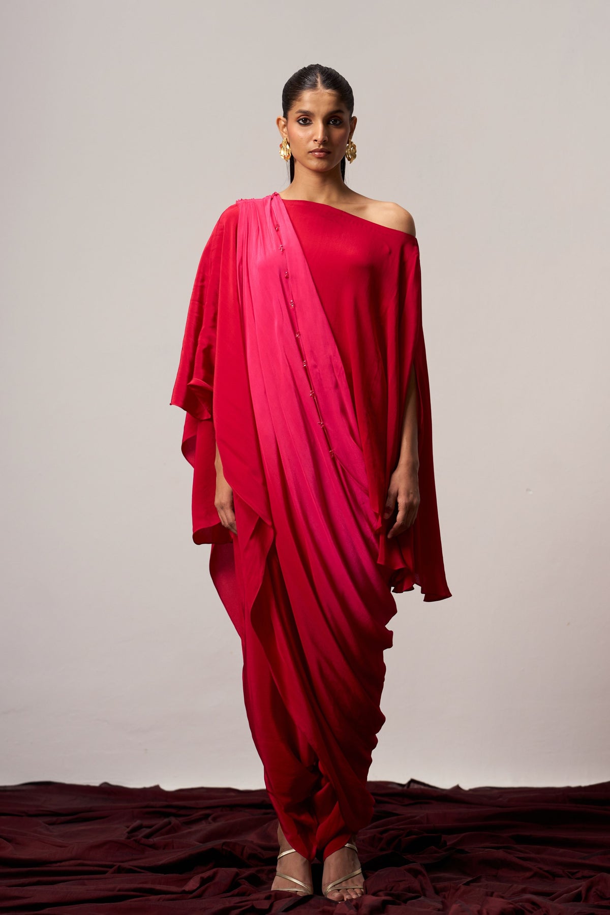 Rose Quartz Draped Pallu Set