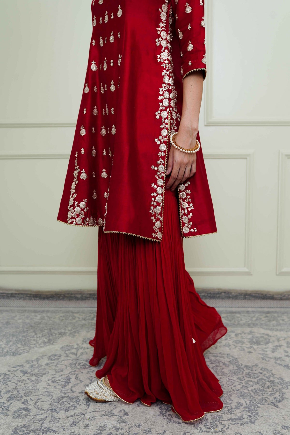 Scarlet red gharara set