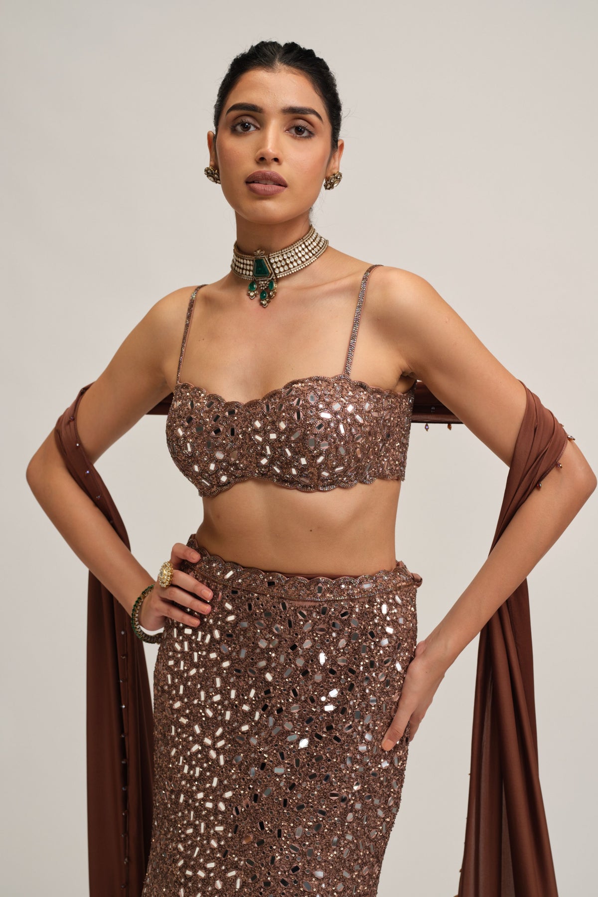 Beige Lehenga Set