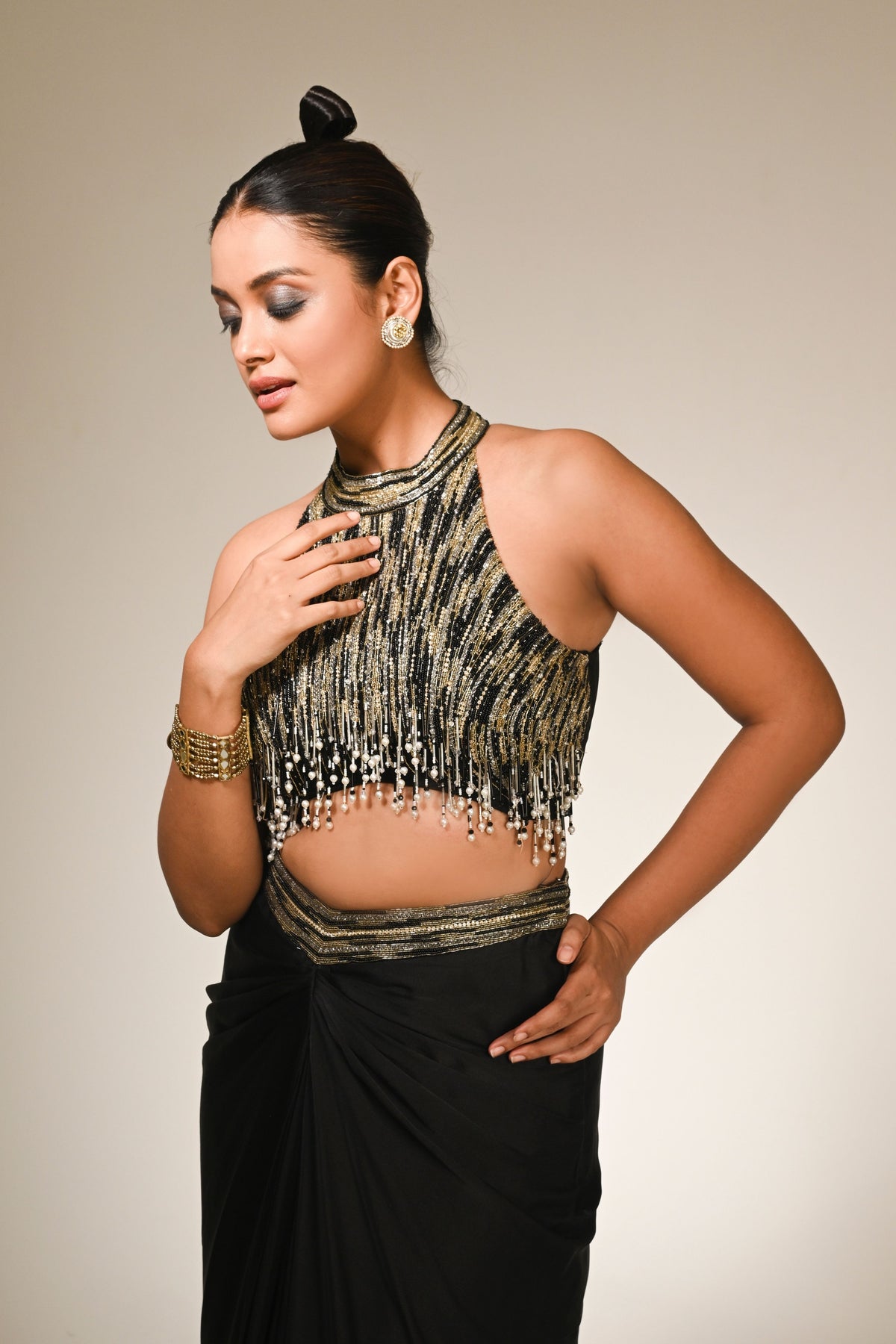Midnight Drape Skirt Set