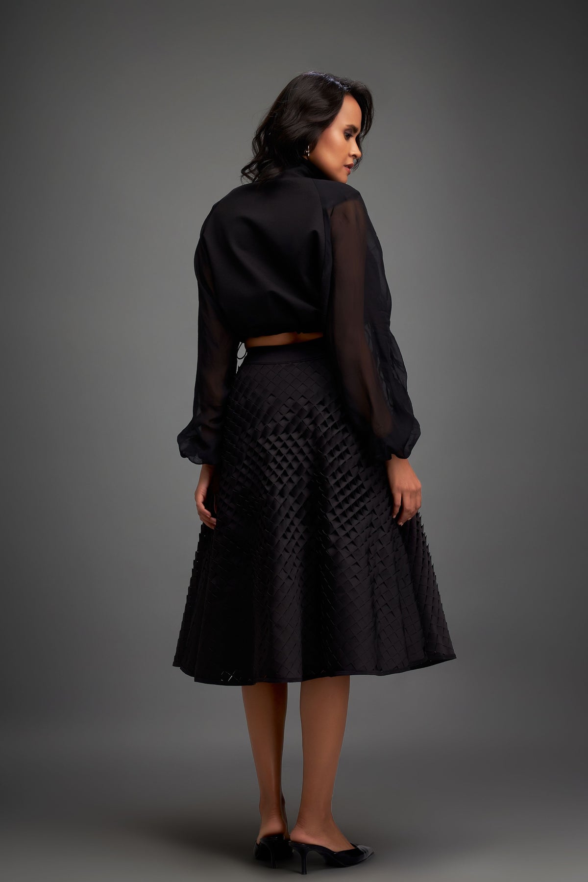 Black Jacket With Line Skirt